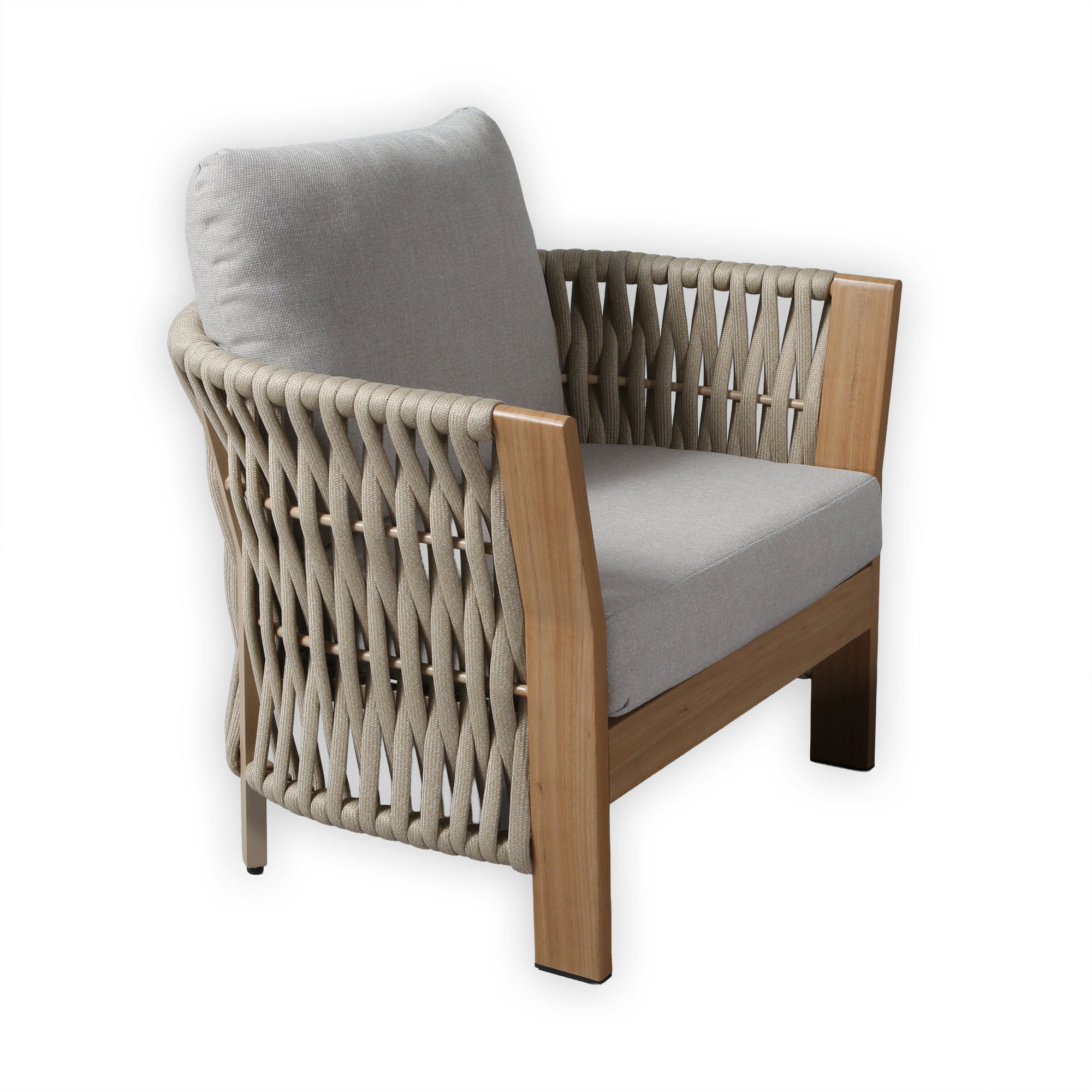 Due in 15/06/26 |Orion Range Natural Rope & Wood-Effect Aluminium Sofa Set | Premium Outdoor Lounge Furniture