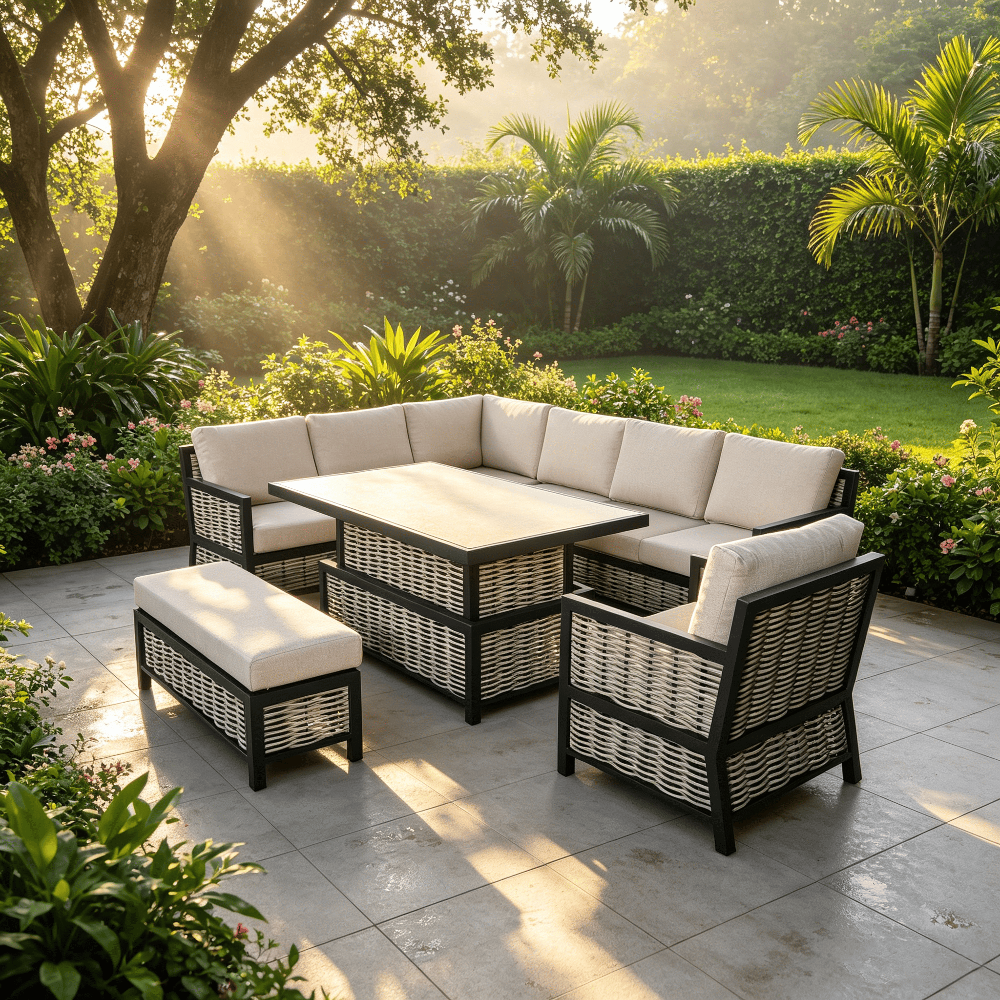 Lumina Range Corner Sofa Set with Armchair, Bench and Rising Table