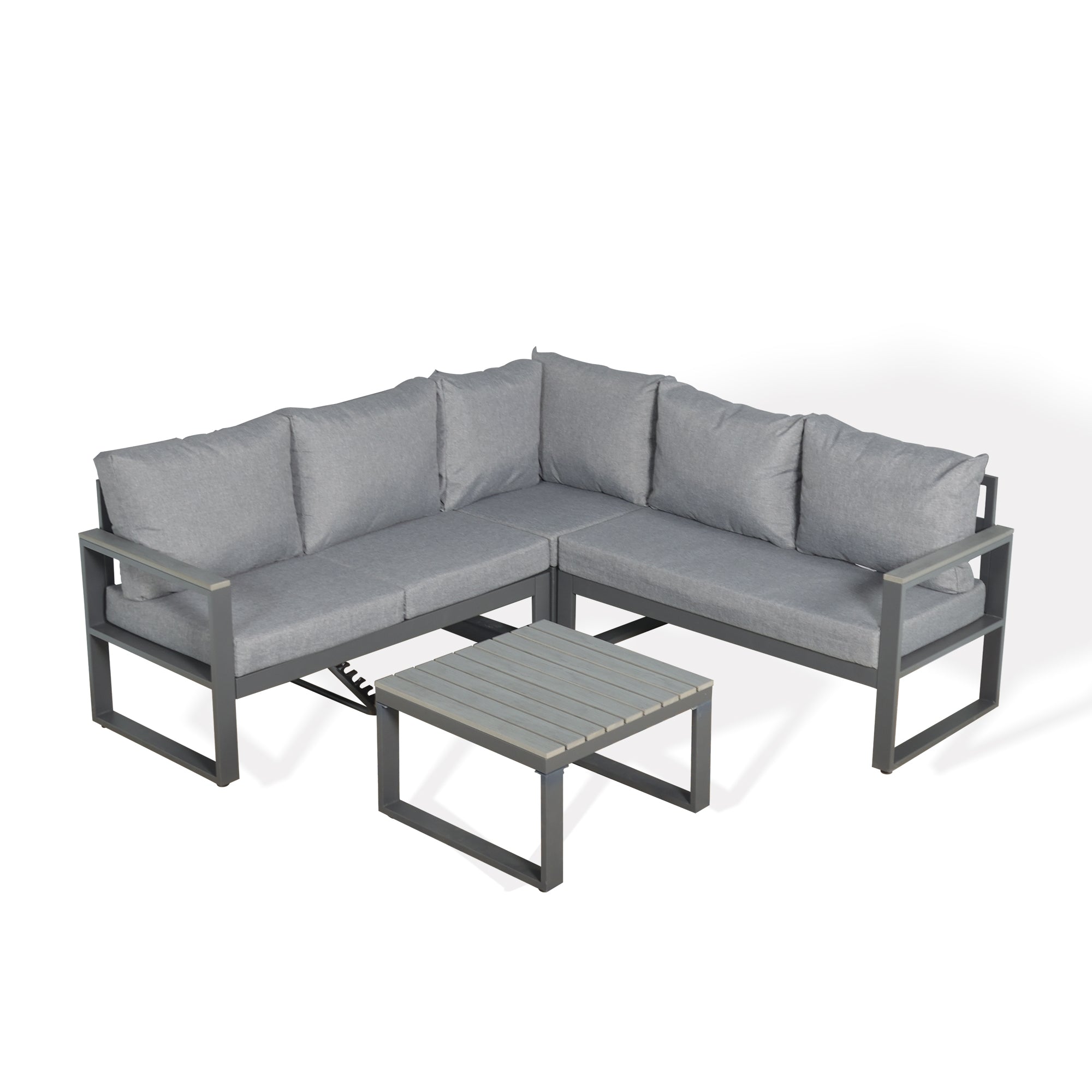 Dune Range Square Corner Set Charcoal Aluminium Frame With Charcoal Cushions