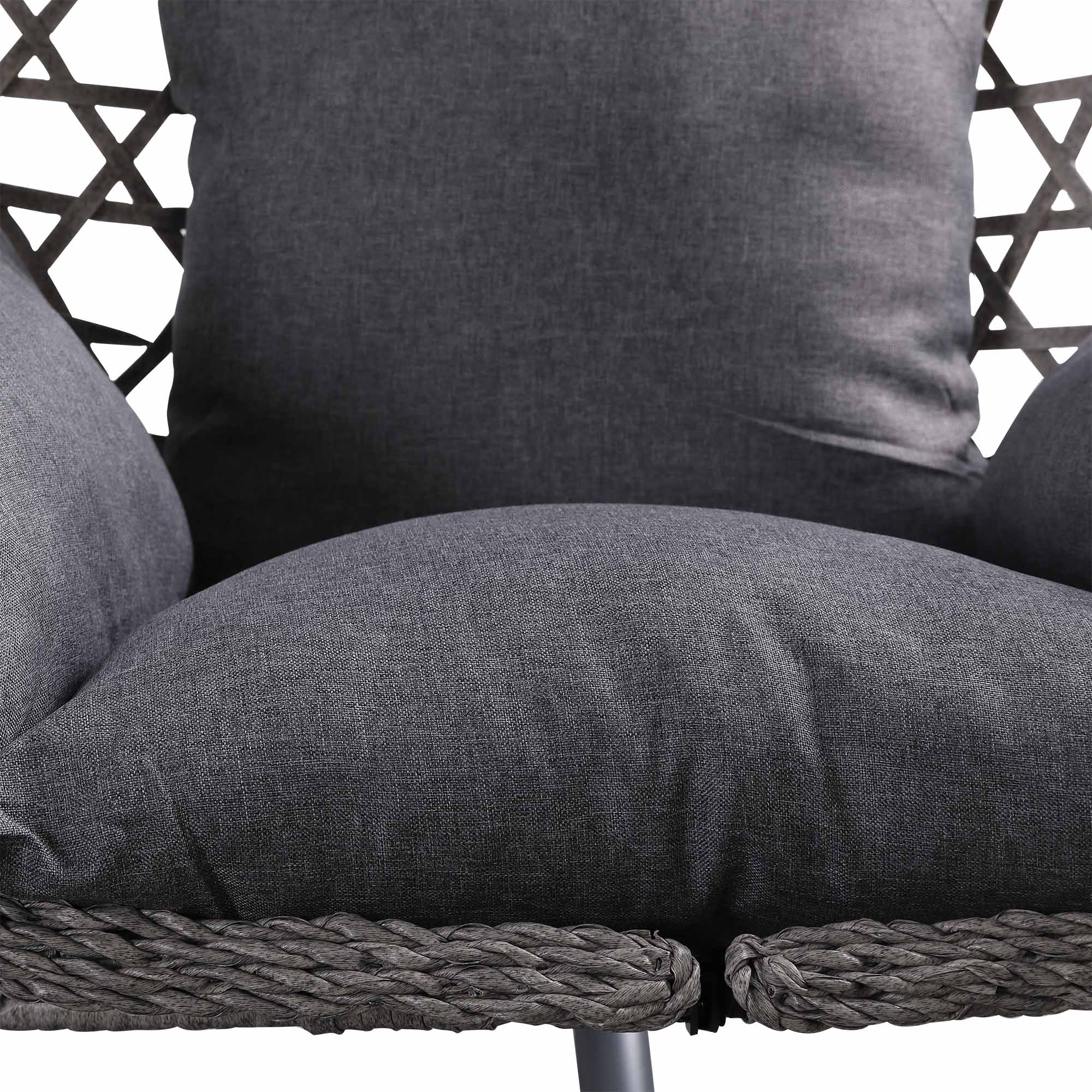 Nest Hanging Egg Swing Chair with Stand, Thick Showerproof Cushions, for Living Room,Balcony or Outdoor, Grey Weave & Beige Stand(RR-EC-01)
