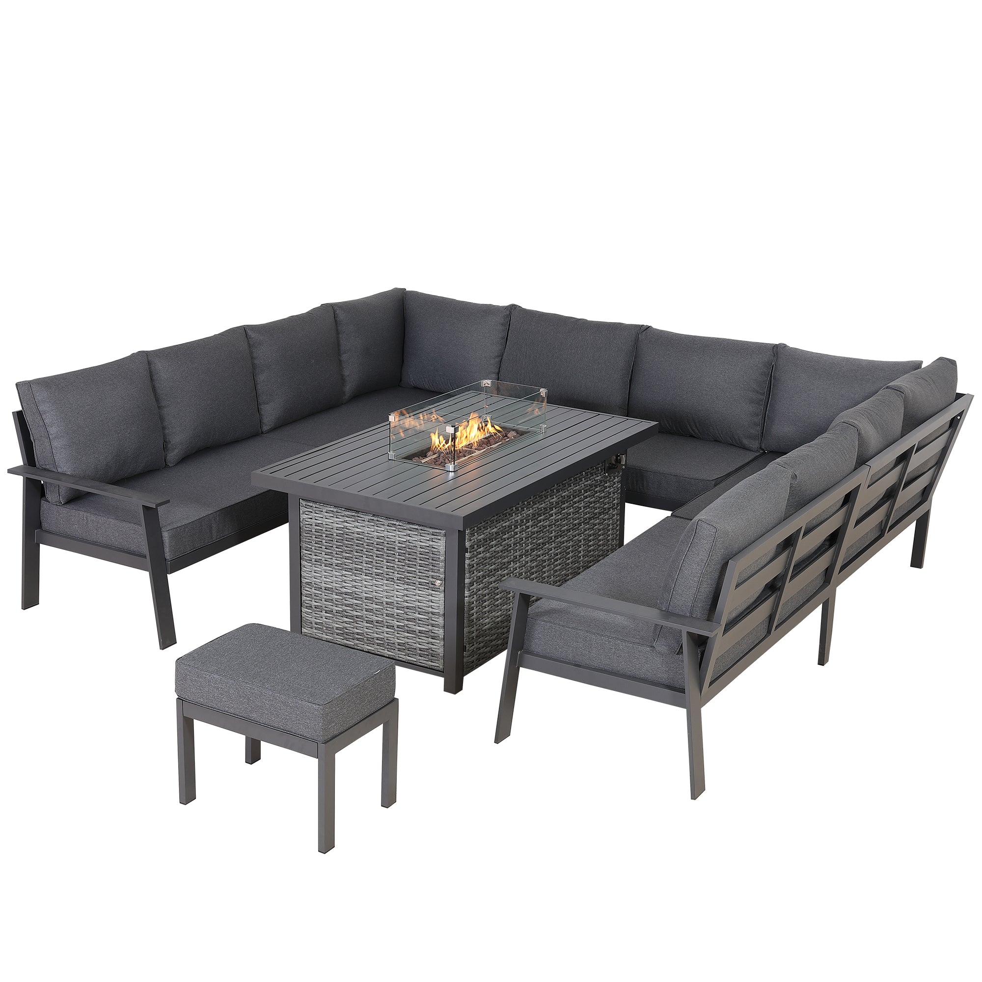 Titan Range U-Shape Corner Sofa Set with Fire Pit Table