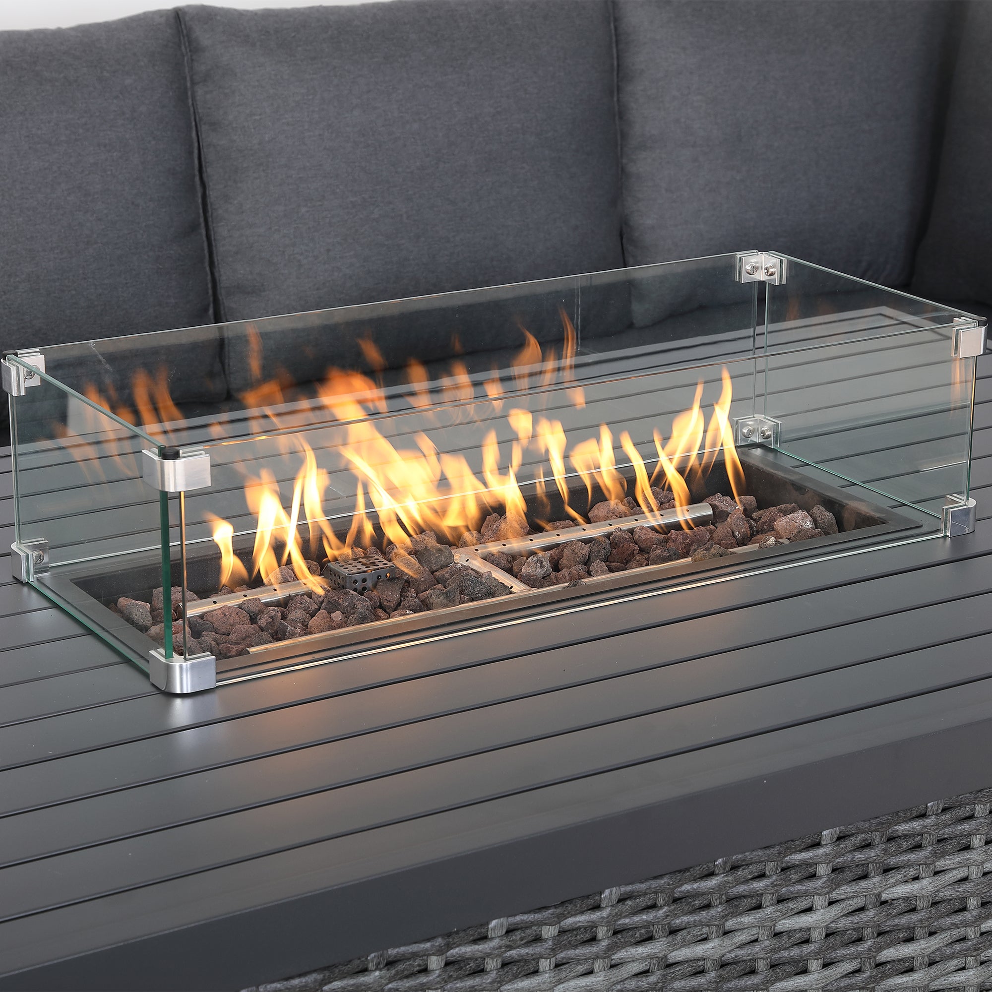 Titan Range High Back Right Hand Corner Sofa Set with Fire Pit Table