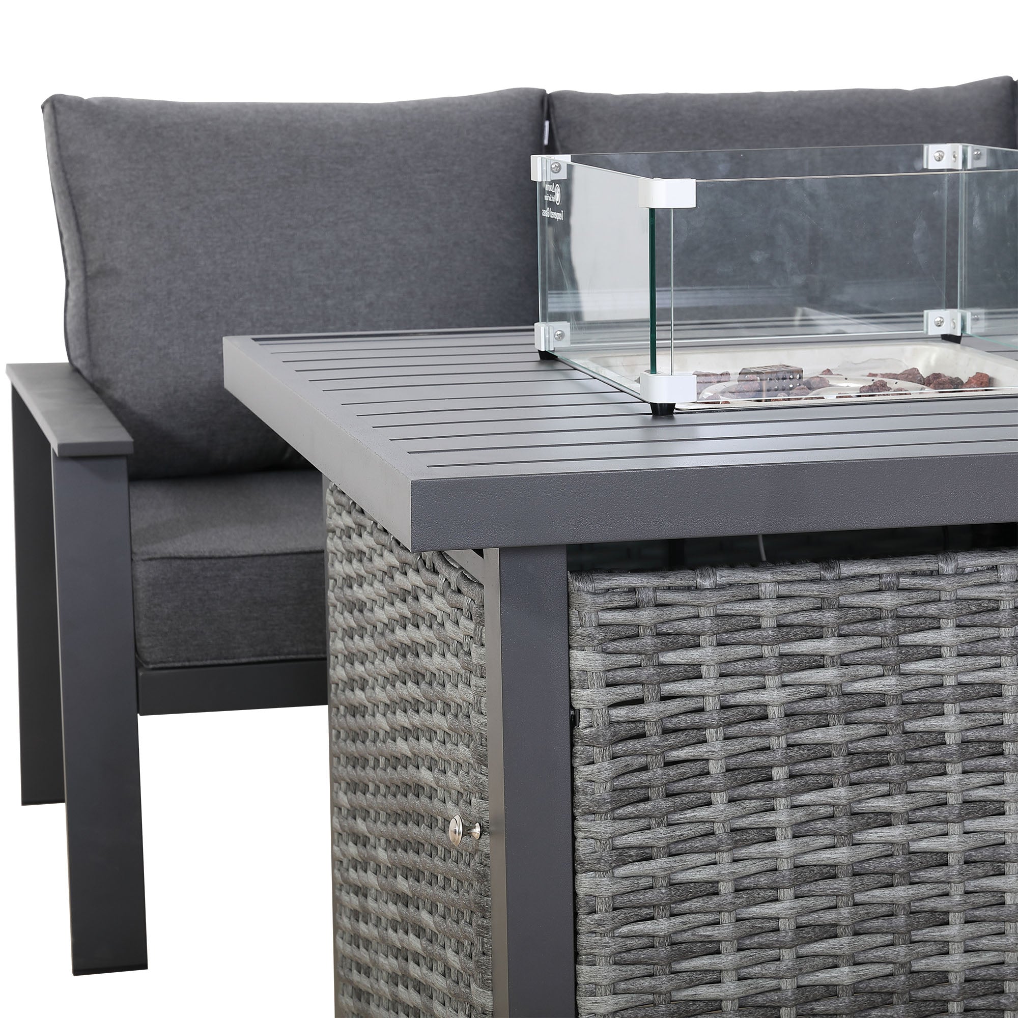 Titan Range Square Corner Sofa Set with Fire Pit Table