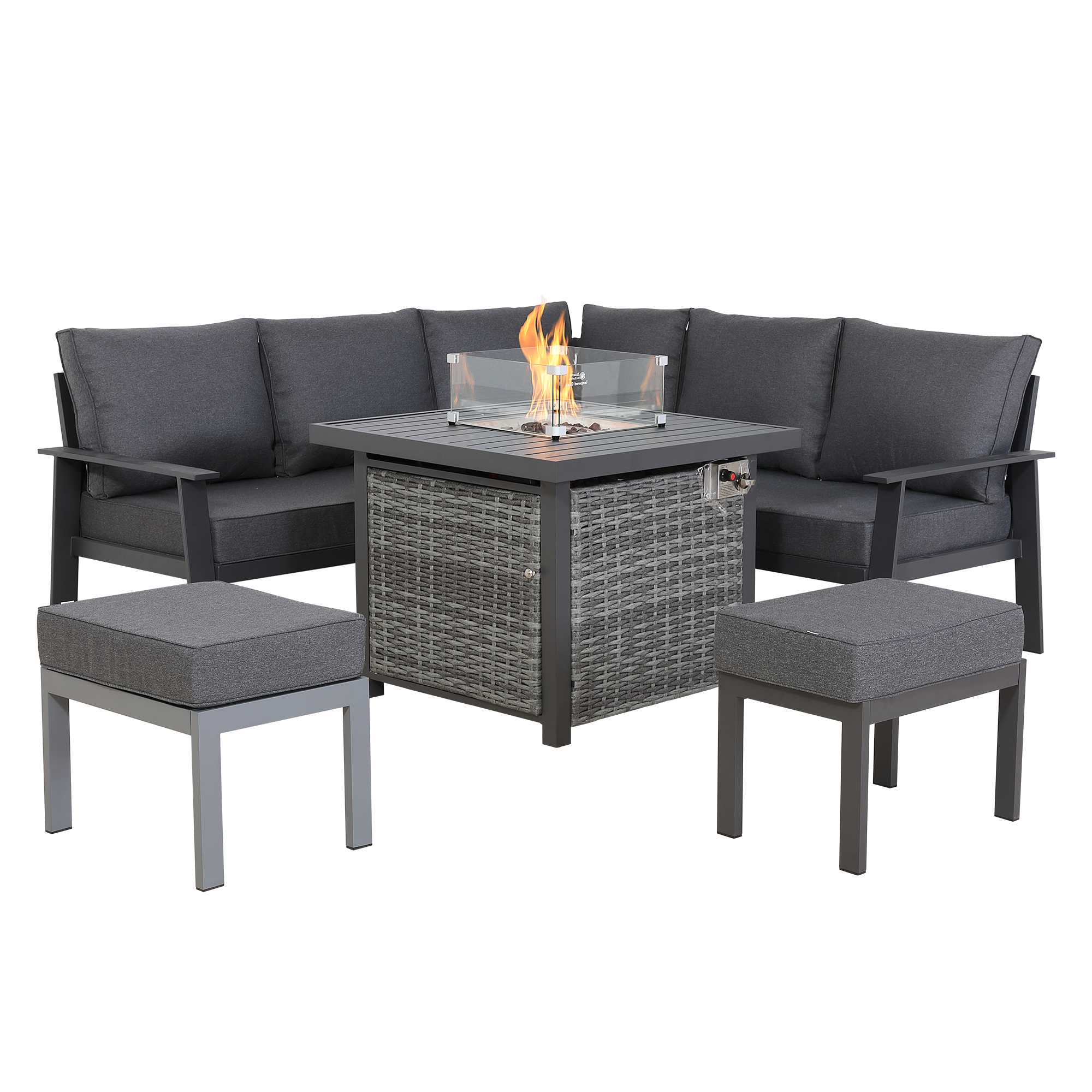 Titan Range Square Corner Sofa Set with Fire Pit Table