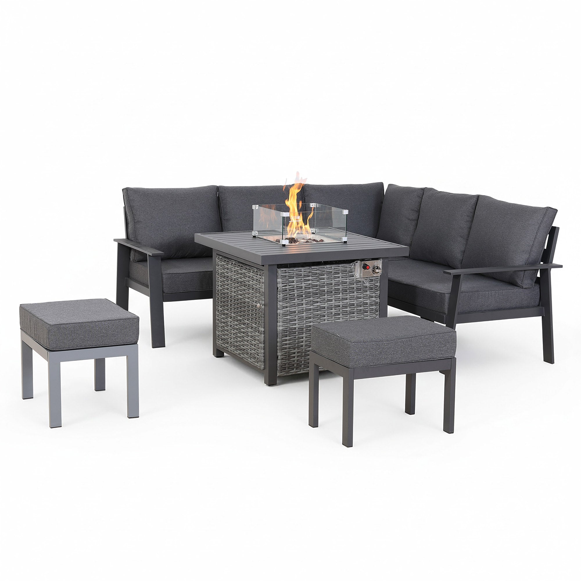 Titan Range Square Corner Sofa Set with Fire Pit Table