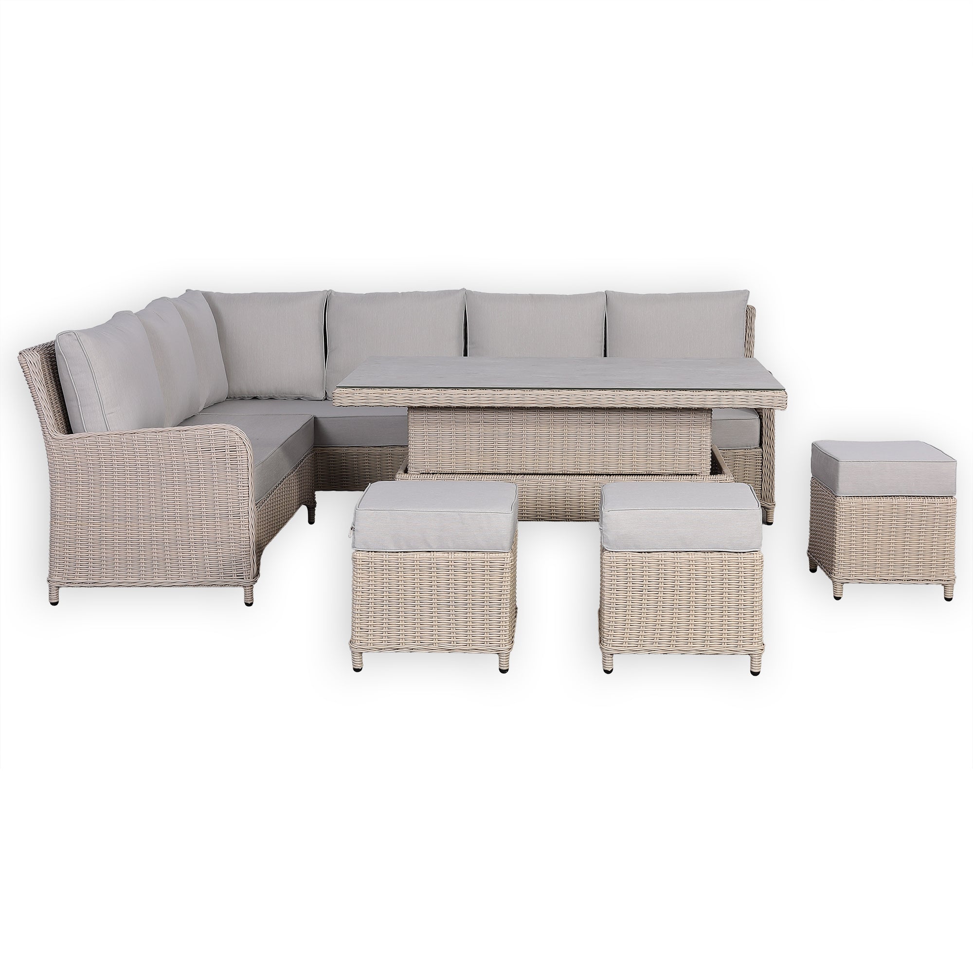 Oxford Range Left Hand Corner Sofa Set with Footstools and Rising Table