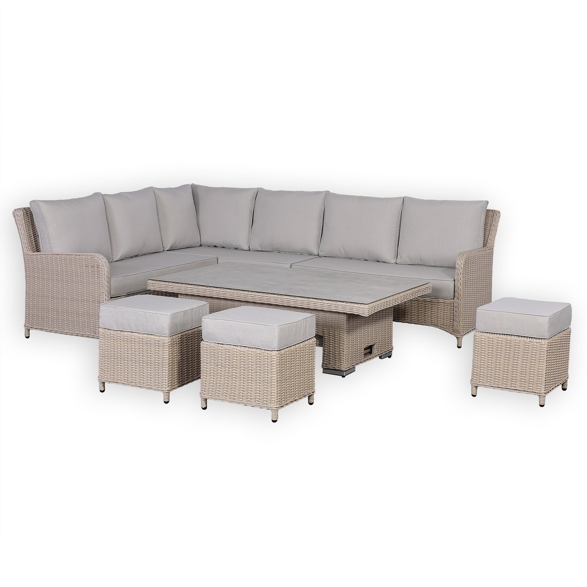 Oxford Range Left Hand Corner Sofa Set with Footstools and Rising Table