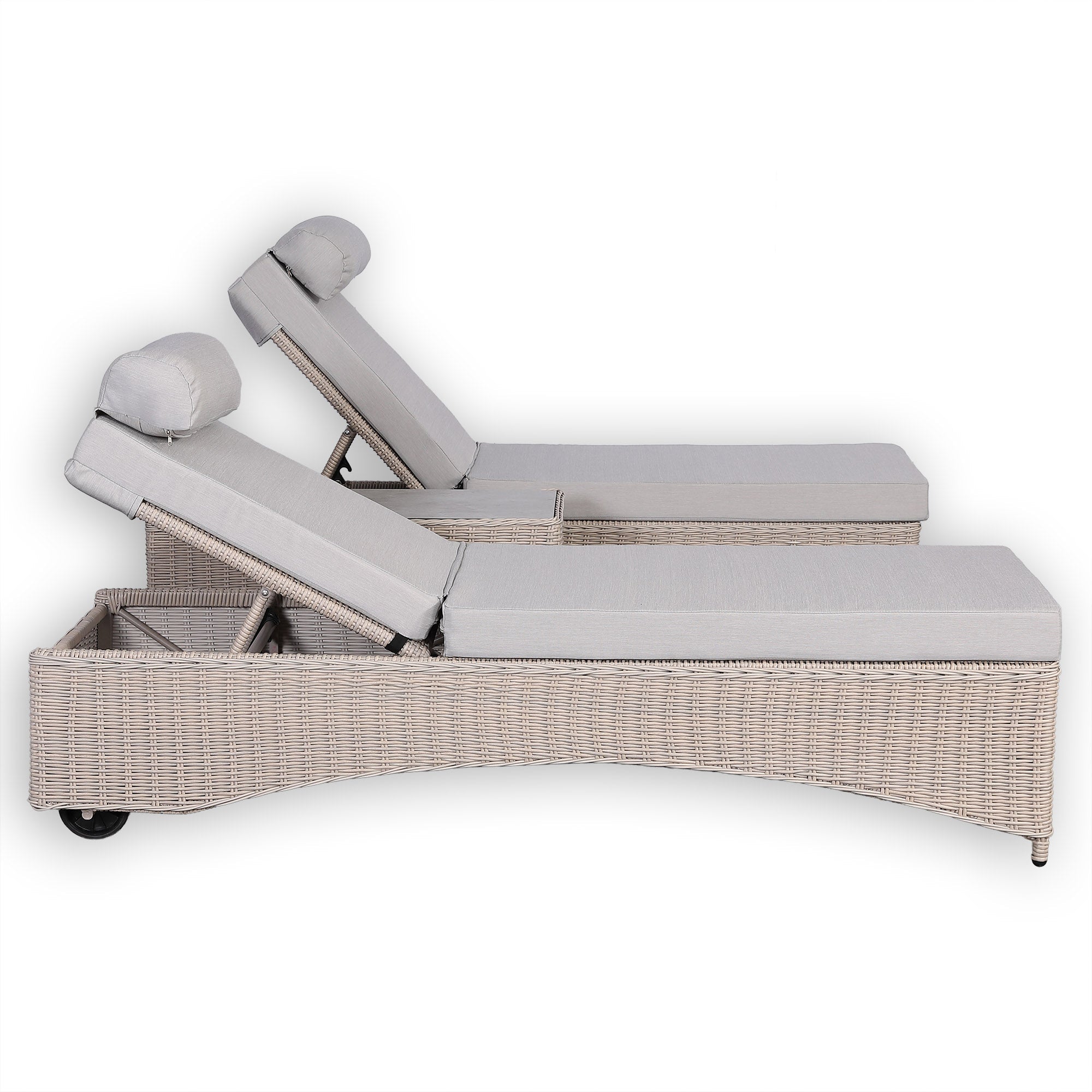 Oxford Range Reclining Sun Lounger Set with Storage Side Table