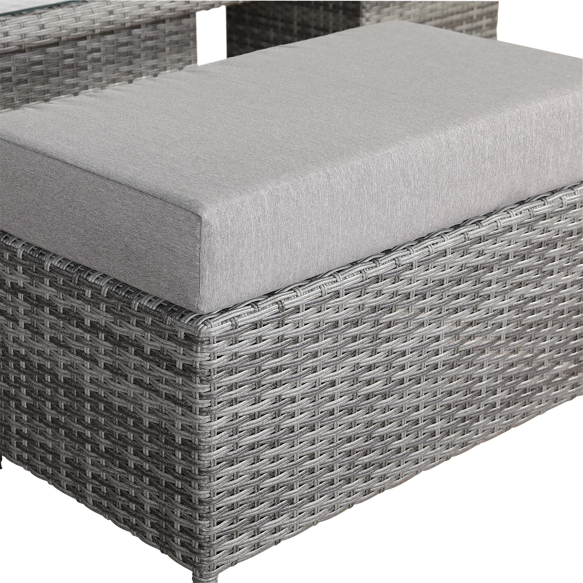 Sloane Range Left Hand Corner Sofa Set with Rising Table in Dark Grey Weave