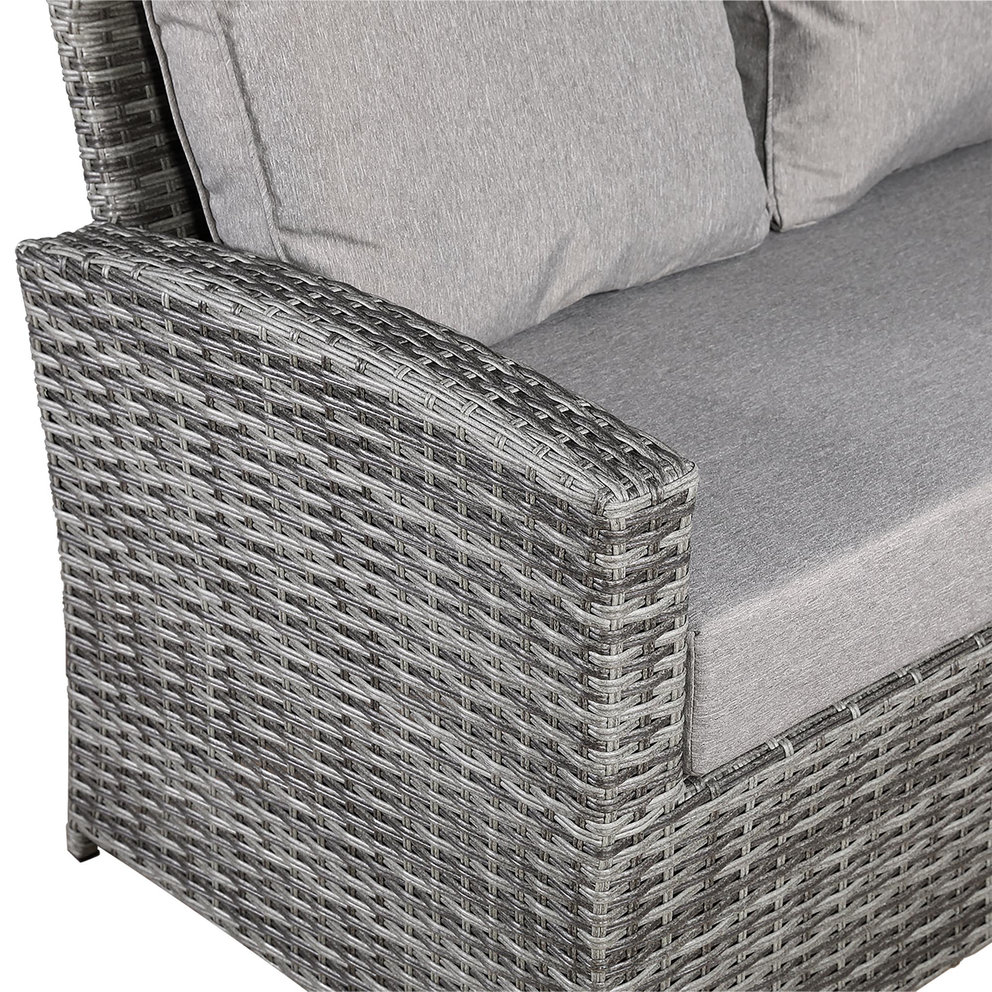Sloane Range Left Hand Corner Sofa Set with Rising Table in Dark Grey Weave