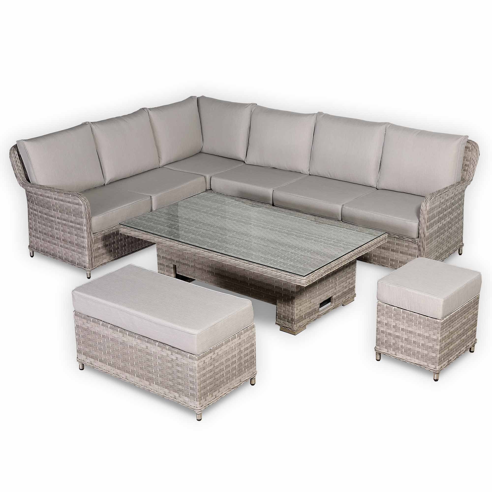 Havana Range High Back Left Hand Corner Sofa Set with Rising Table