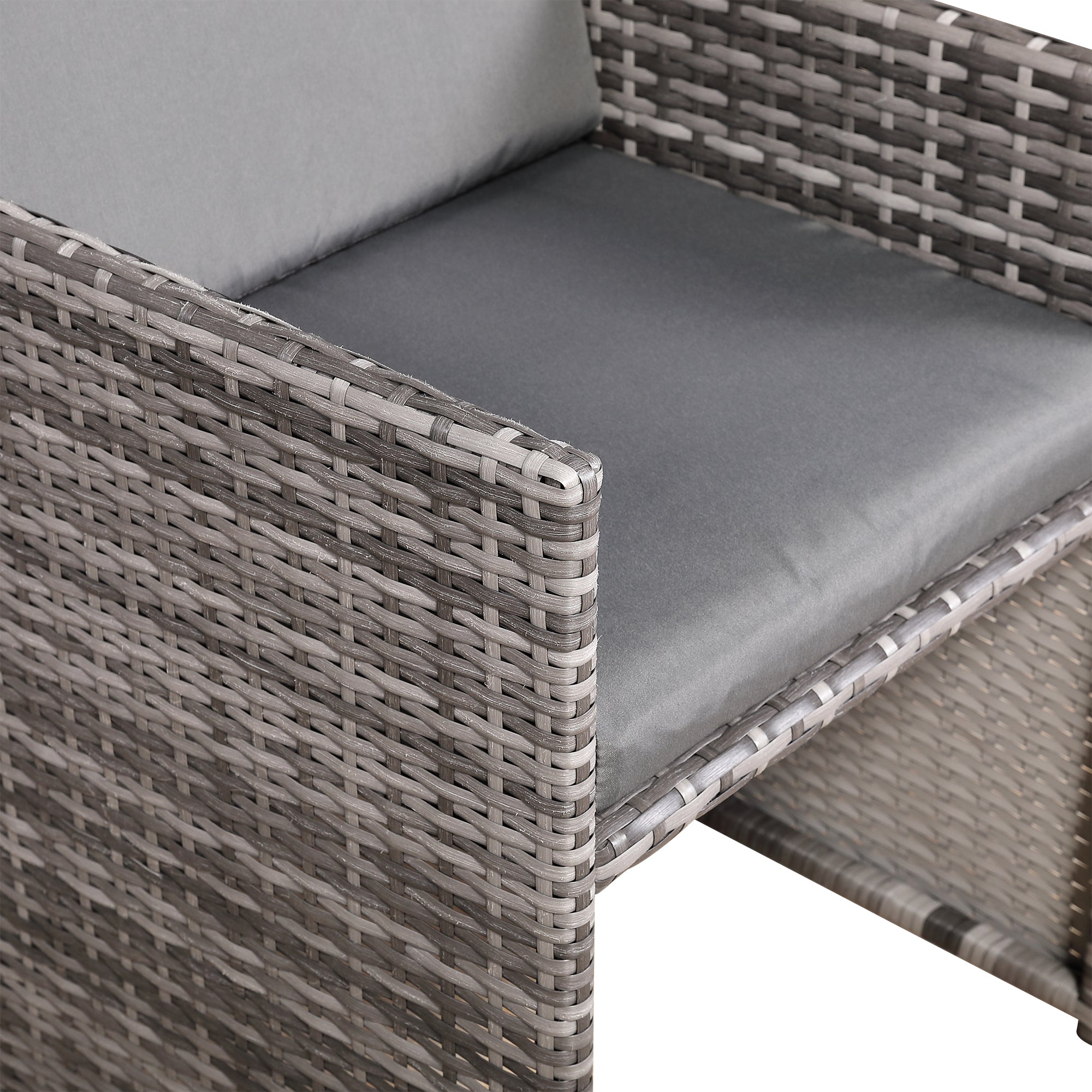 Luxury 3-Piece Cube Garden Bistro Set – Premium Grey Wicker Furniture for Balcony & Patio