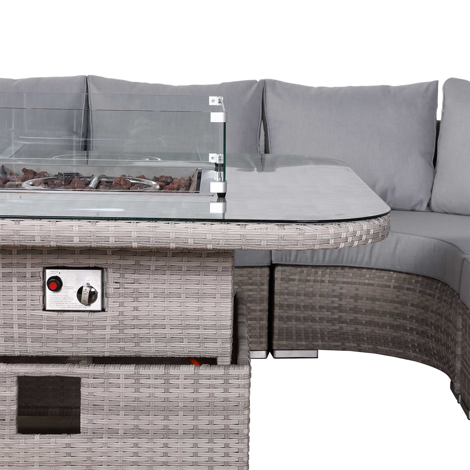 Aurora Range Large Round Corner Sofa Set with Fire Pit Rising Table
