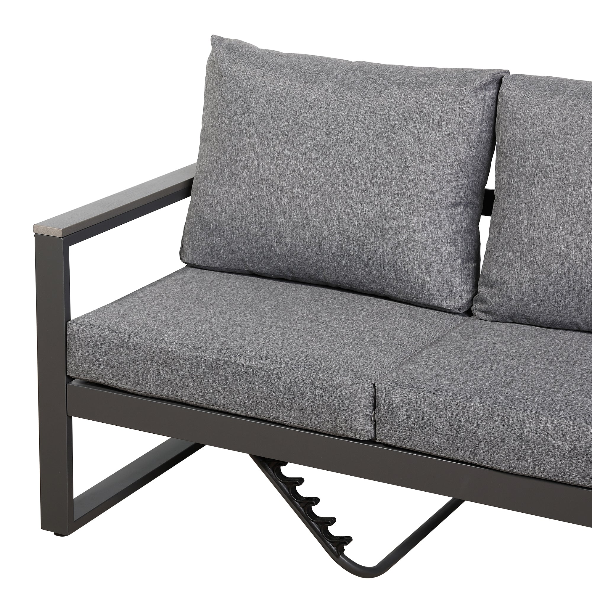 Dune Range RHF Corner Set Charcoal Aluminium Frame With Grey Cushions