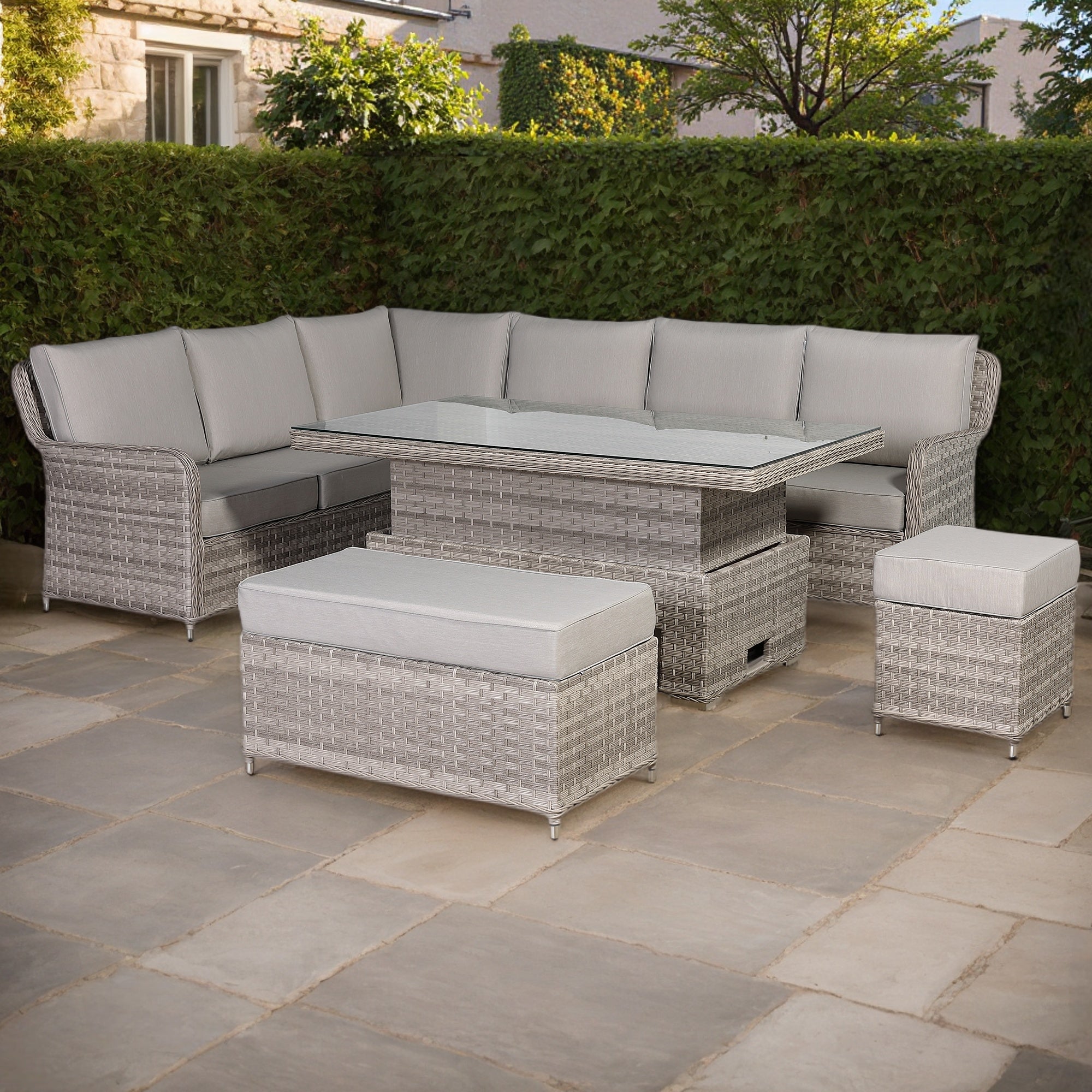 Havana Range High Back Left Hand Corner Sofa Set with Rising Table