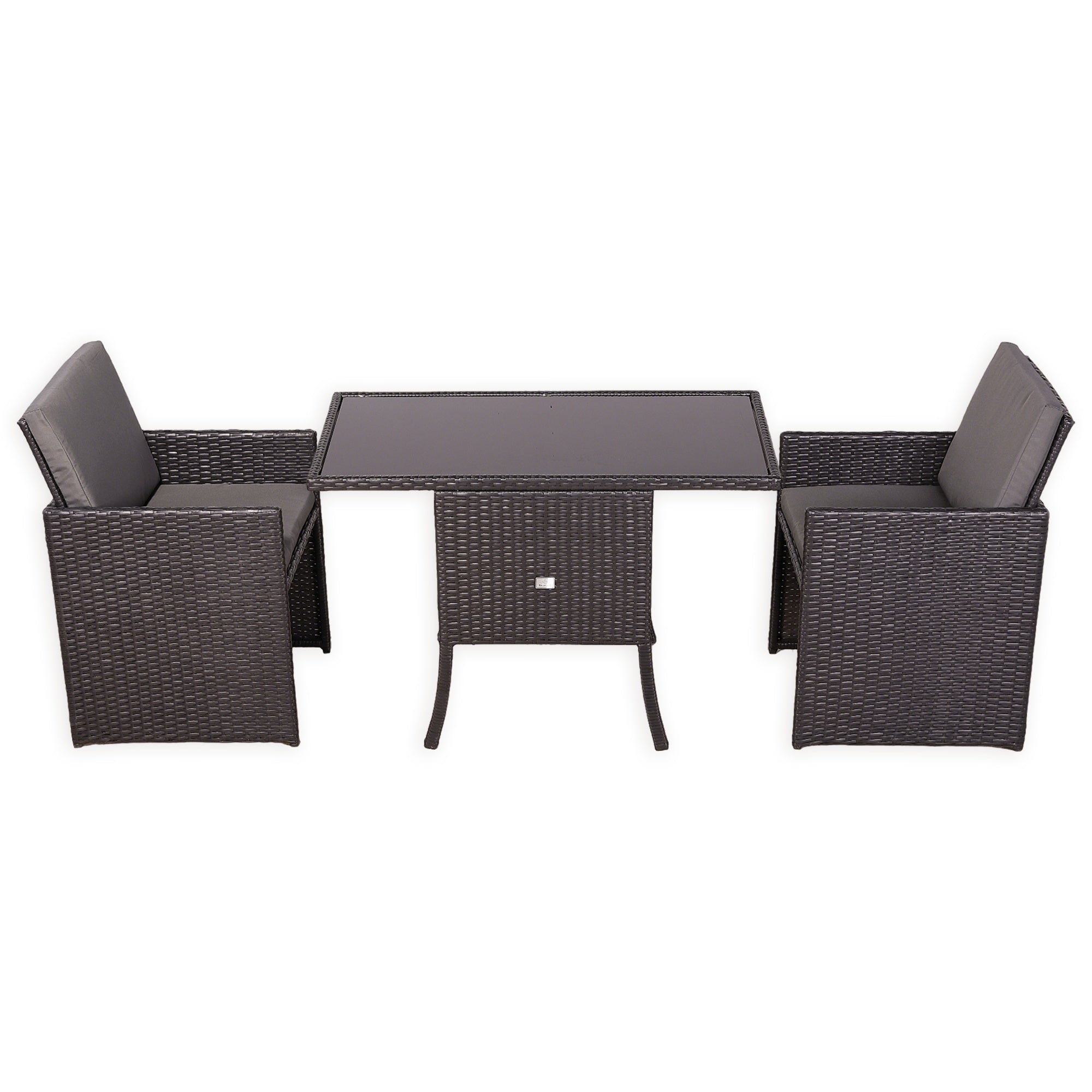 Rattan Republic Luxury 3-Piece Cube Garden Bistro Set – Elegant Blackish Brown Wicker Furniture for Balcony & Patio