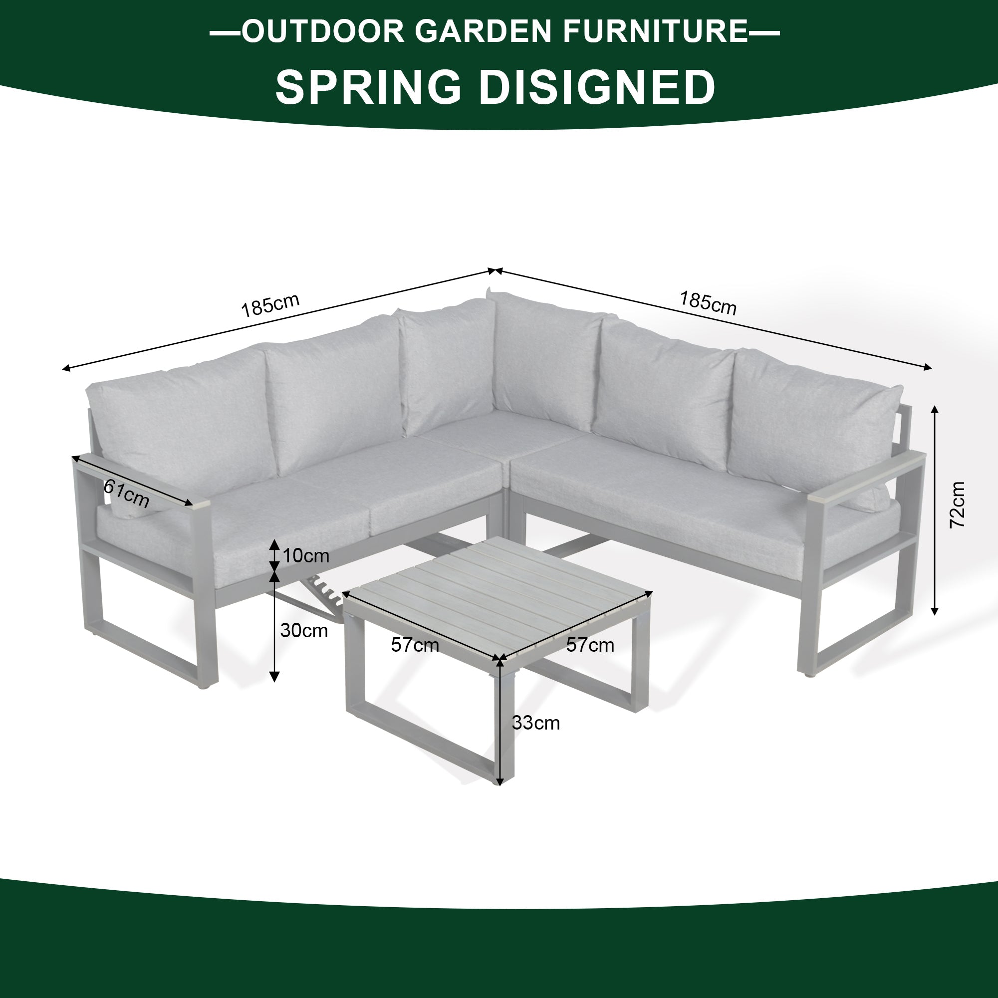 Dune Range Square Corner Set Charcoal Aluminium Frame With Charcoal Cushions