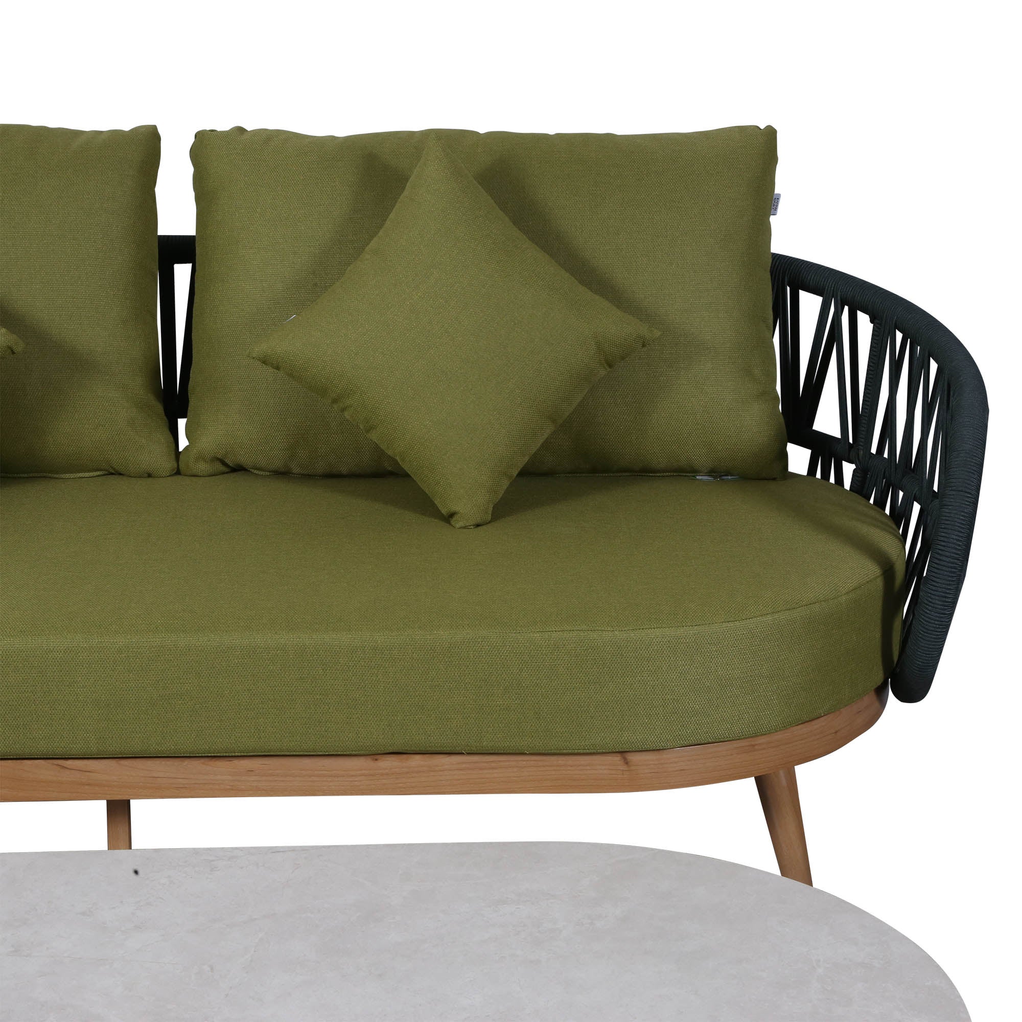 Due in 15/06/26 | Luna Range Olive Green & Anthracite Rope Sofa Set | Premium Outdoor Lounge Furniture