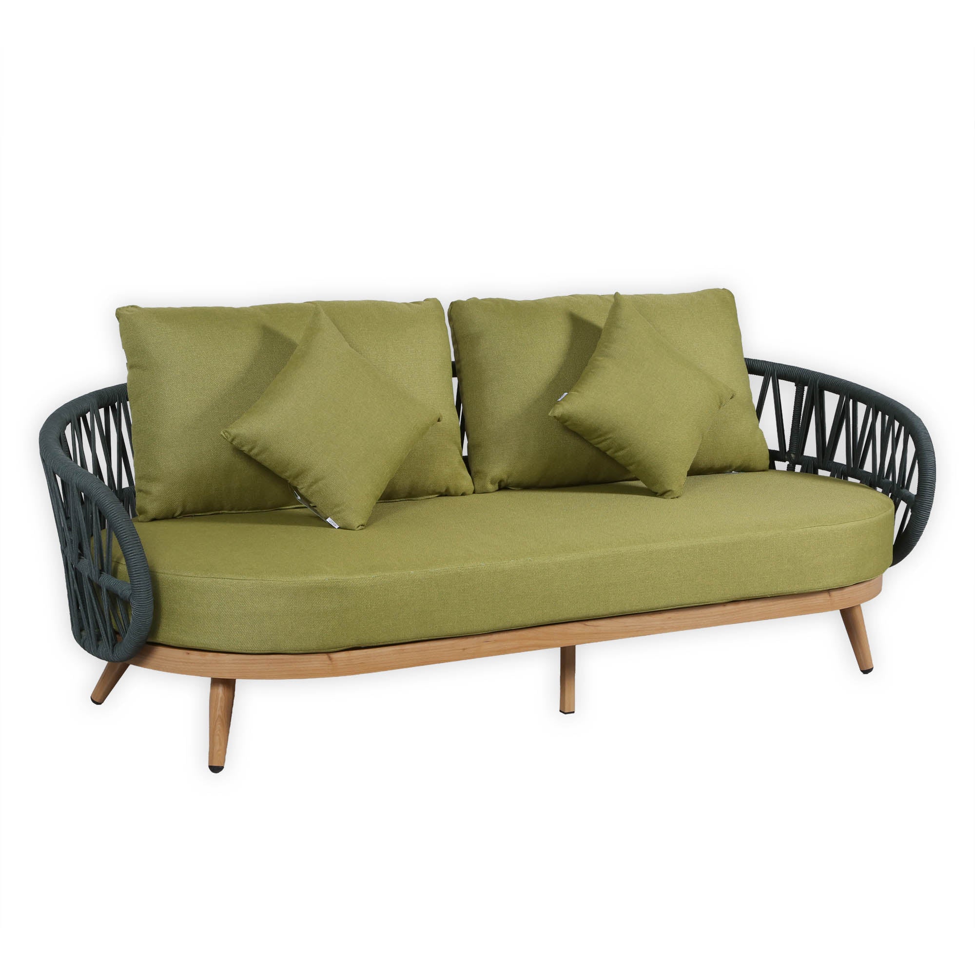 Due in 15/06/26 | Luna Range Olive Green & Anthracite Rope Sofa Set | Premium Outdoor Lounge Furniture