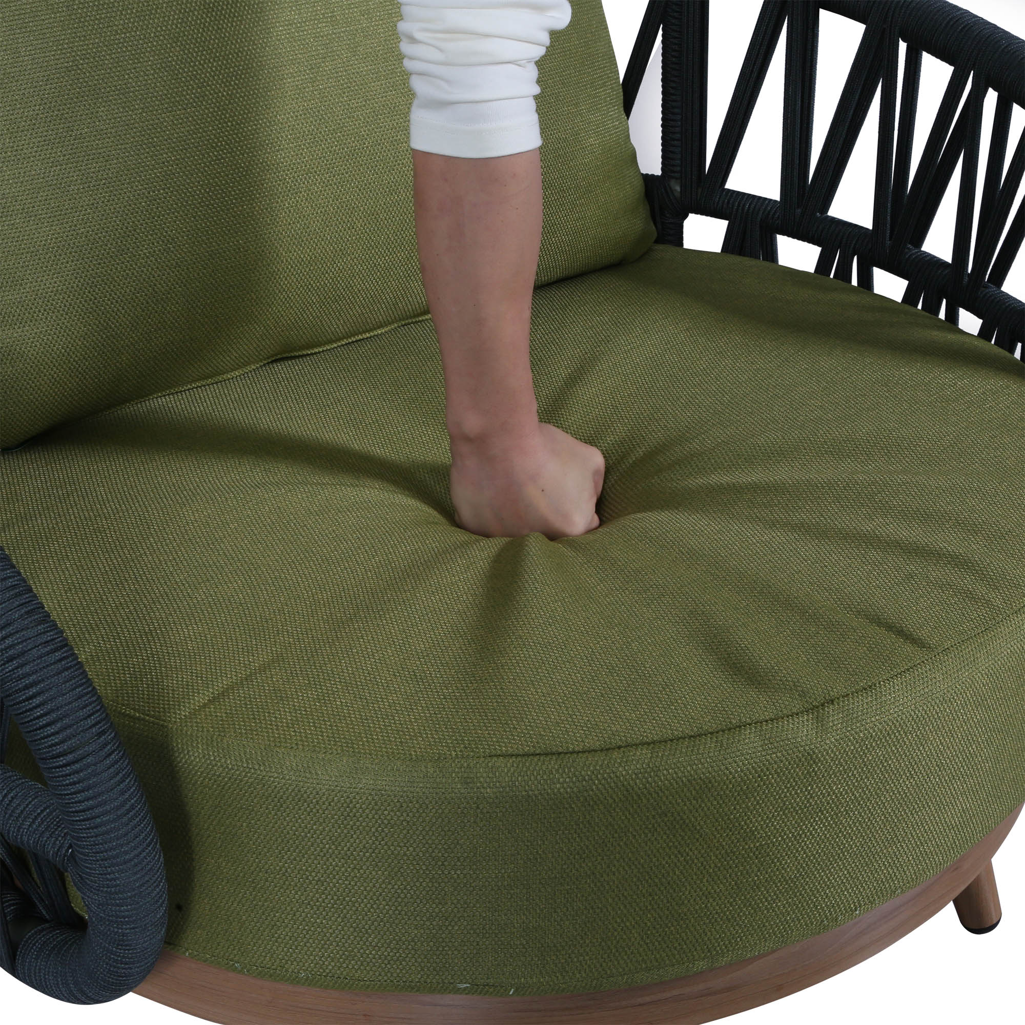 Due in 15/06/26 | Luna Range Olive Green & Anthracite Rope Sofa Set | Premium Outdoor Lounge Furniture