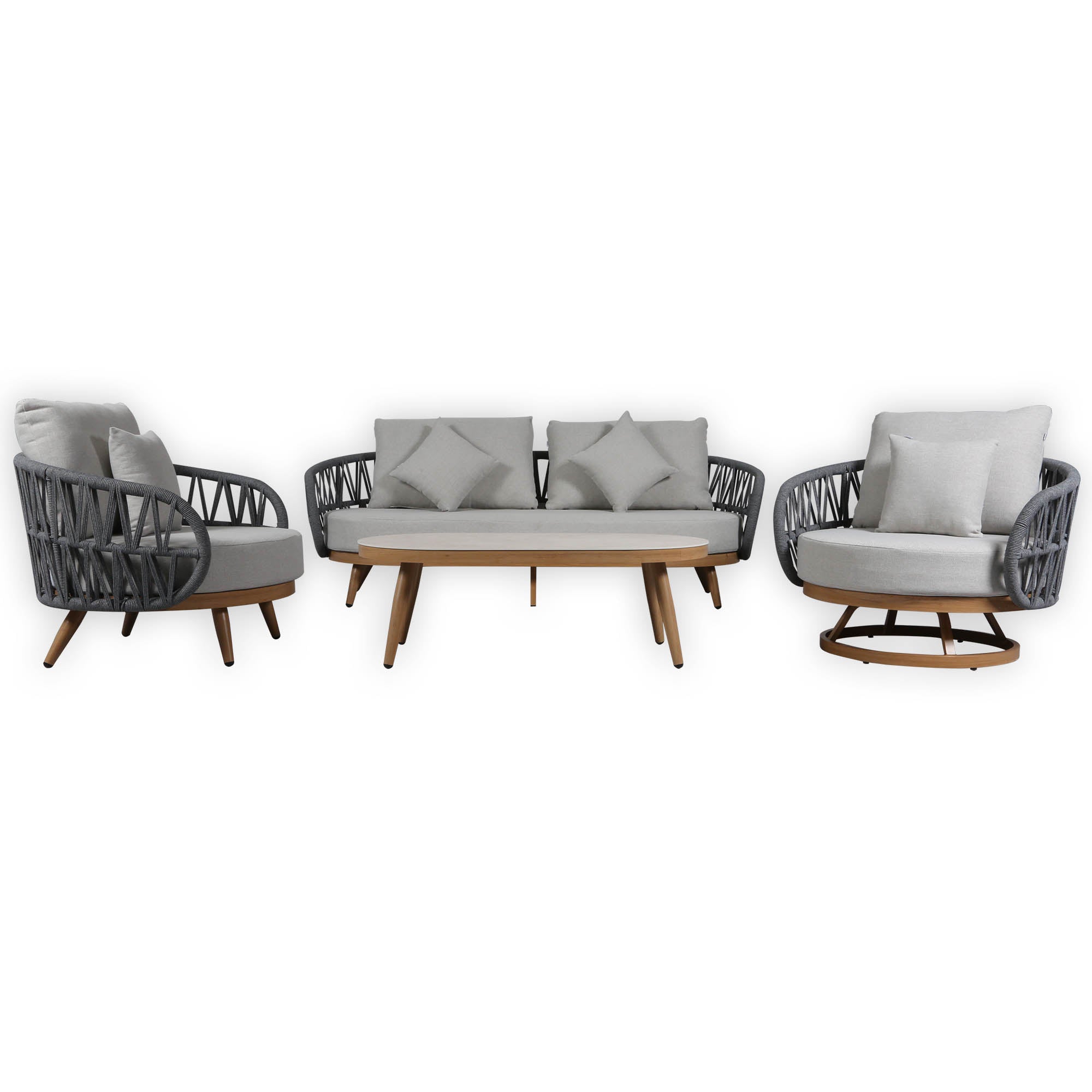 Due in 15/06/26 |Luna Range White & Anthracite Rope Sofa Set | Premium Outdoor Lounge Furniture