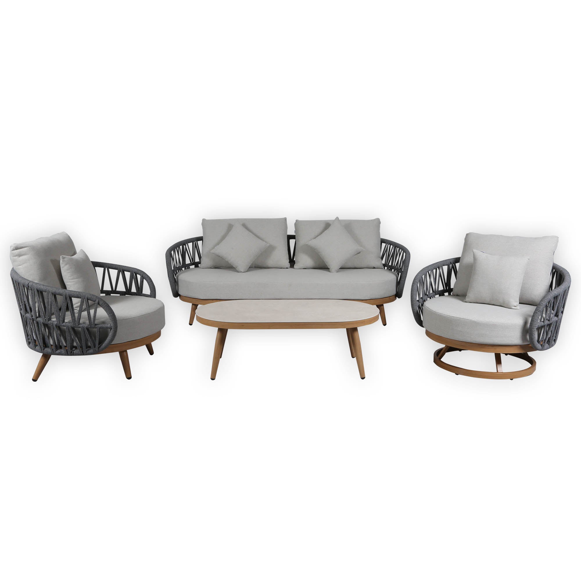 Due in 15/06/26 |Luna Range White & Anthracite Rope Sofa Set | Premium Outdoor Lounge Furniture
