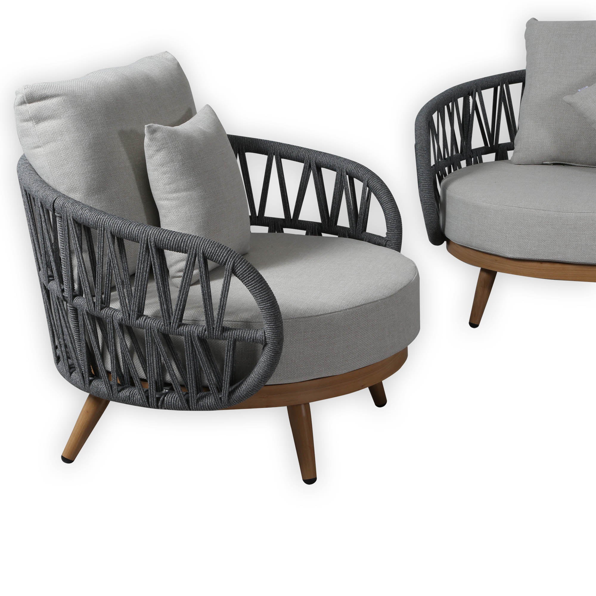 Due in 15/06/26 |Luna Range White & Anthracite Rope Sofa Set | Premium Outdoor Lounge Furniture