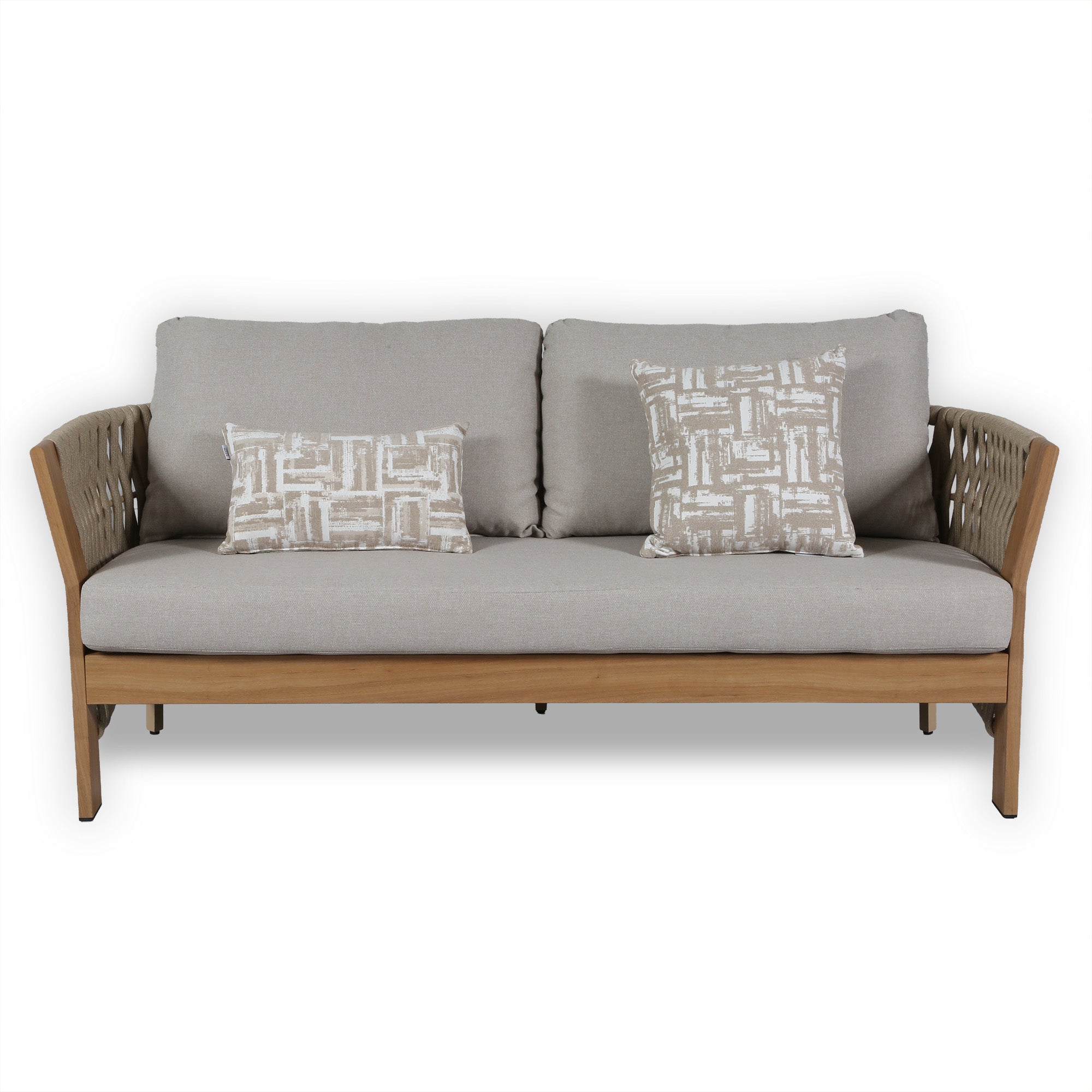 Due in 15/06/26 |Orion Range Natural Rope & Wood-Effect Aluminium Sofa Set | Premium Outdoor Lounge Furniture
