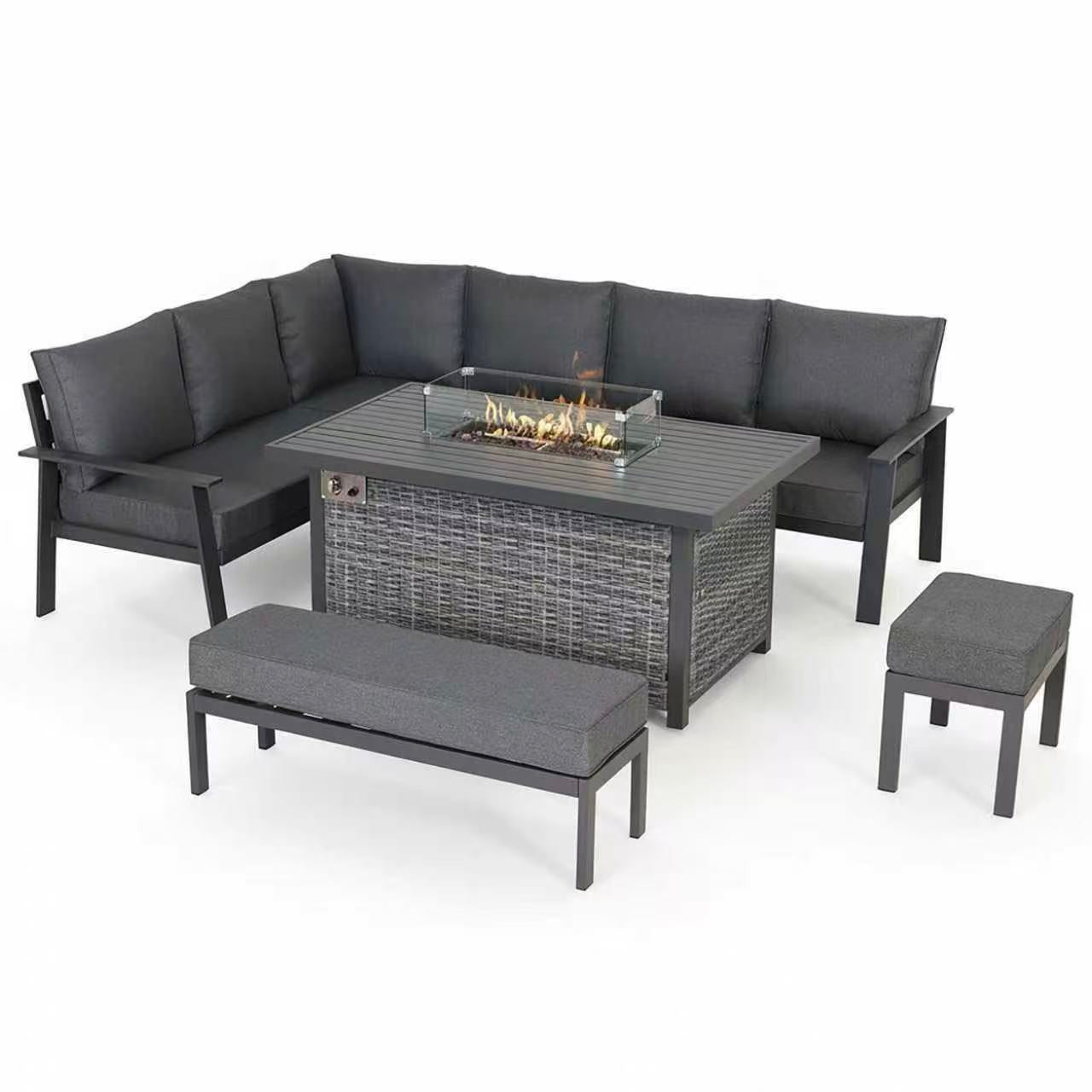 Titan Range High Back Left Hand Corner Sofa Set with Fire Pit Table