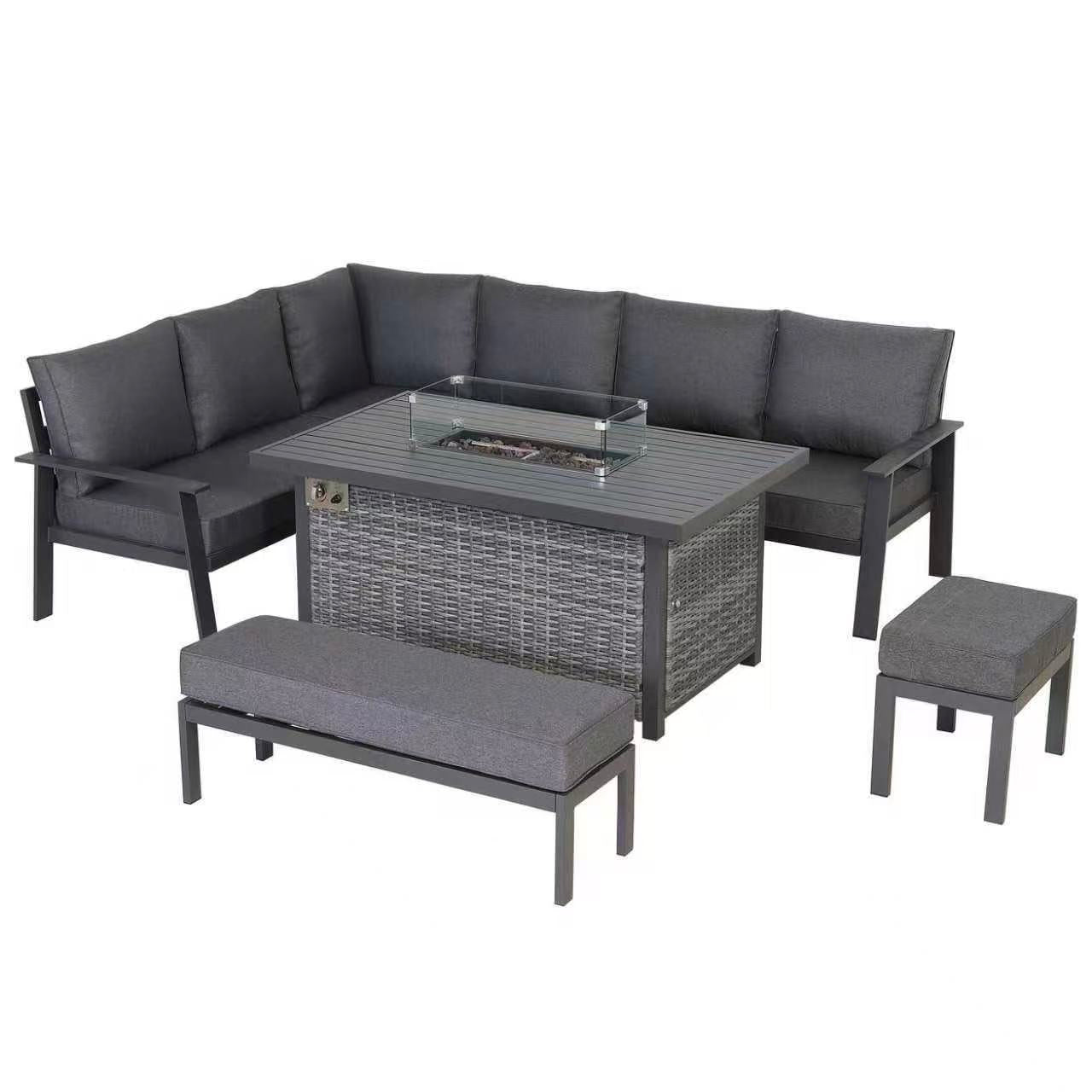 Titan Range High Back Left Hand Corner Sofa Set with Fire Pit Table