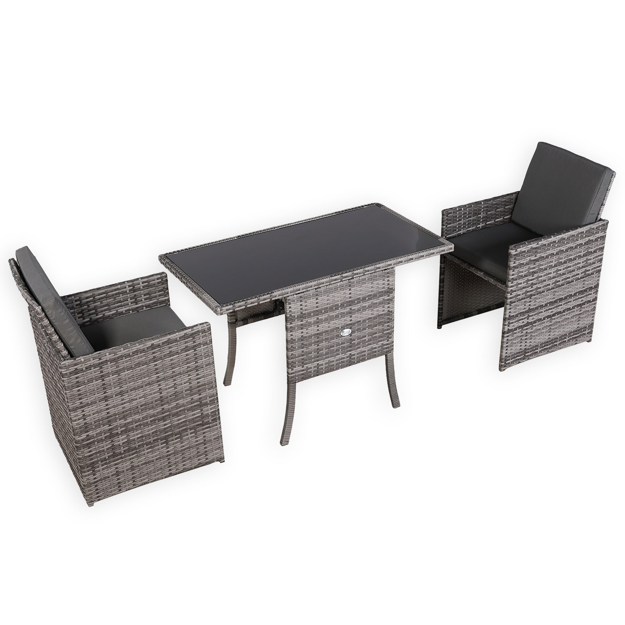 Luxury 3-Piece Cube Garden Bistro Set – Premium Grey Wicker Furniture for Balcony & Patio