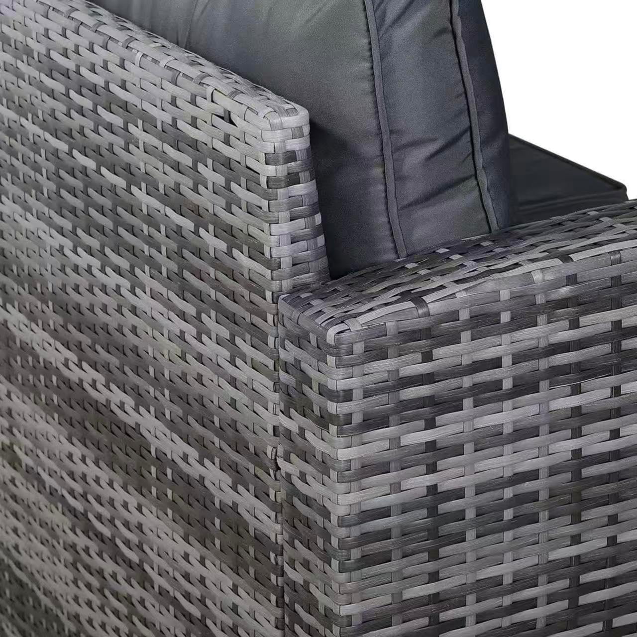 SALE | Henley Range Elite Rhf Corner Sofa Set with Dining Table and Arm Chair in Grey Rattan
