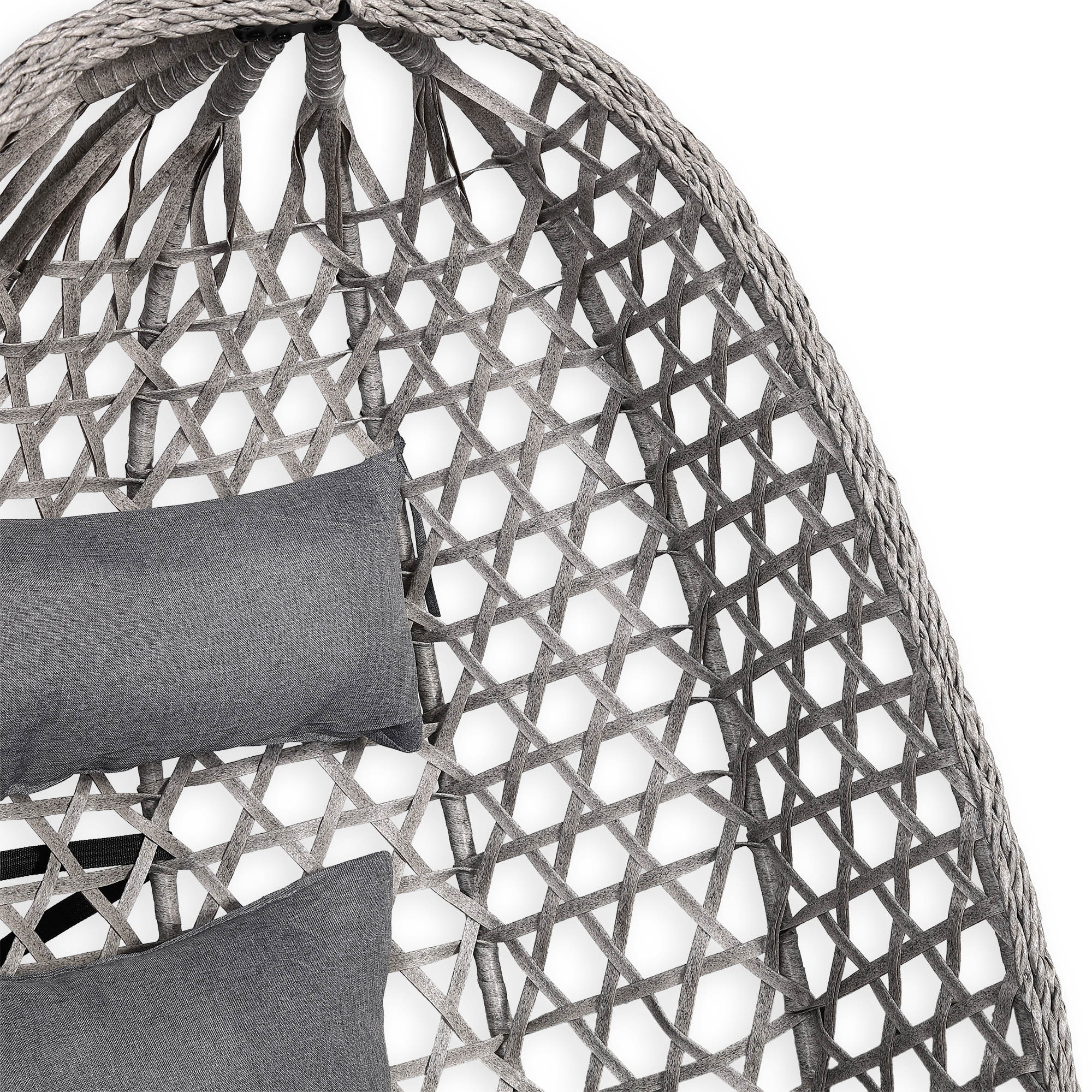 Nest Hanging Egg Chair with Stand, Thick Showerproof Cushions, for Living Room,Balcony or Outdoor, Grey Weave & Black Stand (RR-EC-02)