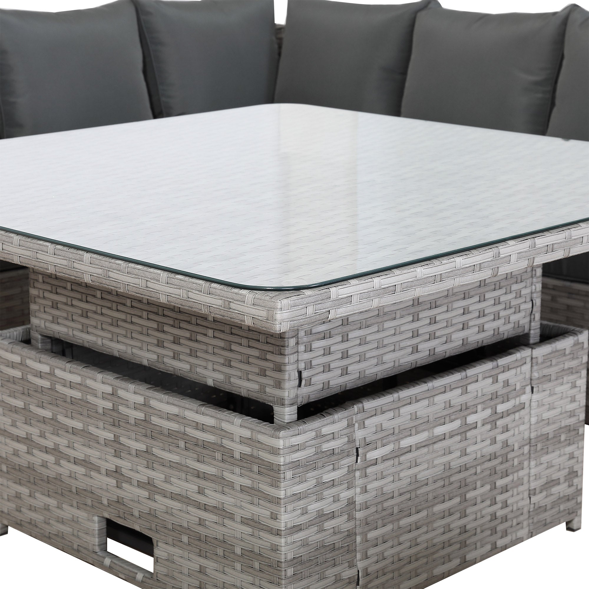 IN STOCK |Bristol Range 11-Seater Rattan Garden Furniture Set with Height-Adjustable Rising Table & Waterproof Cover - Luxury Symmetrical Corner Sofa