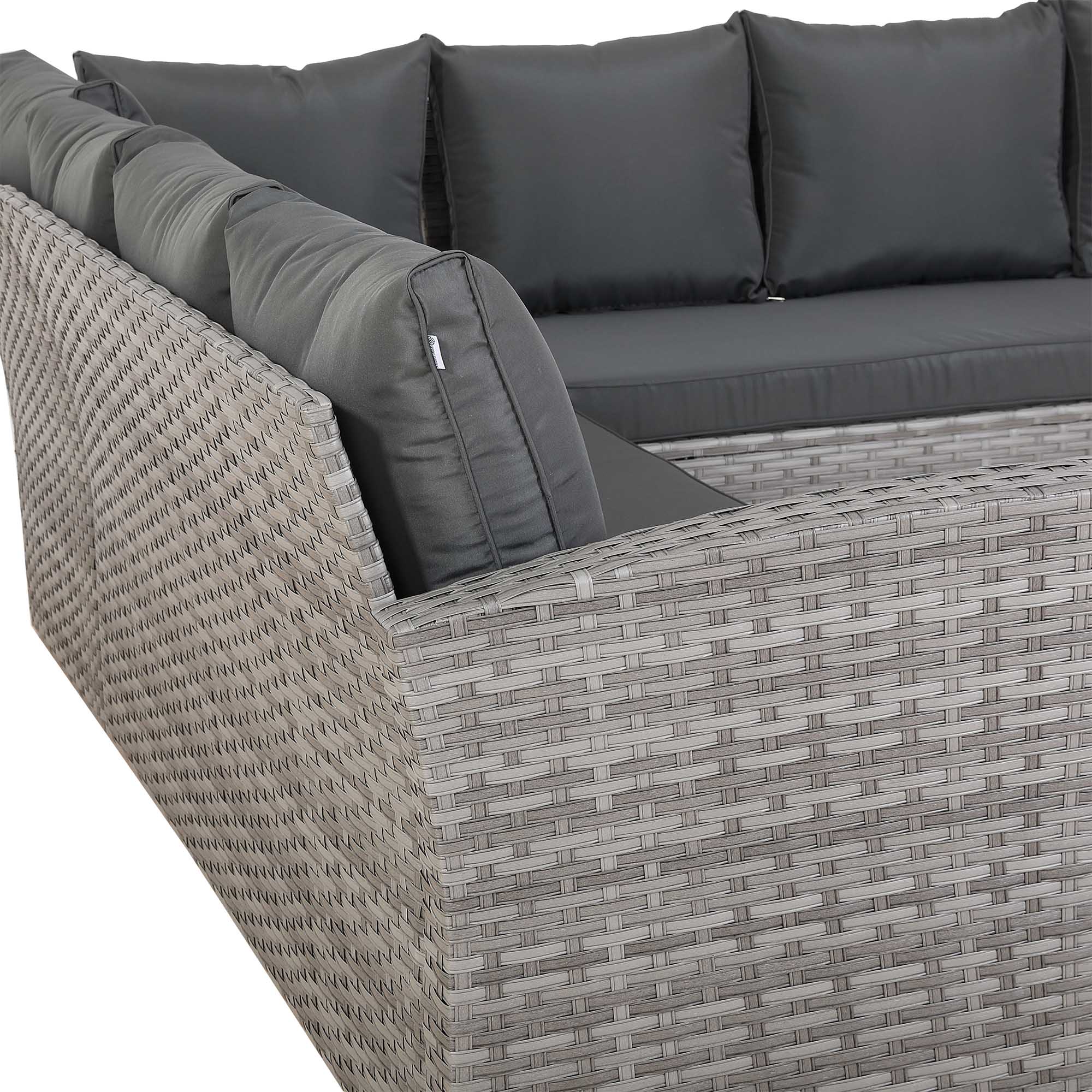 IN STOCK |Bristol Range 11-Seater Rattan Garden Furniture Set with Height-Adjustable Rising Table & Waterproof Cover - Luxury Symmetrical Corner Sofa