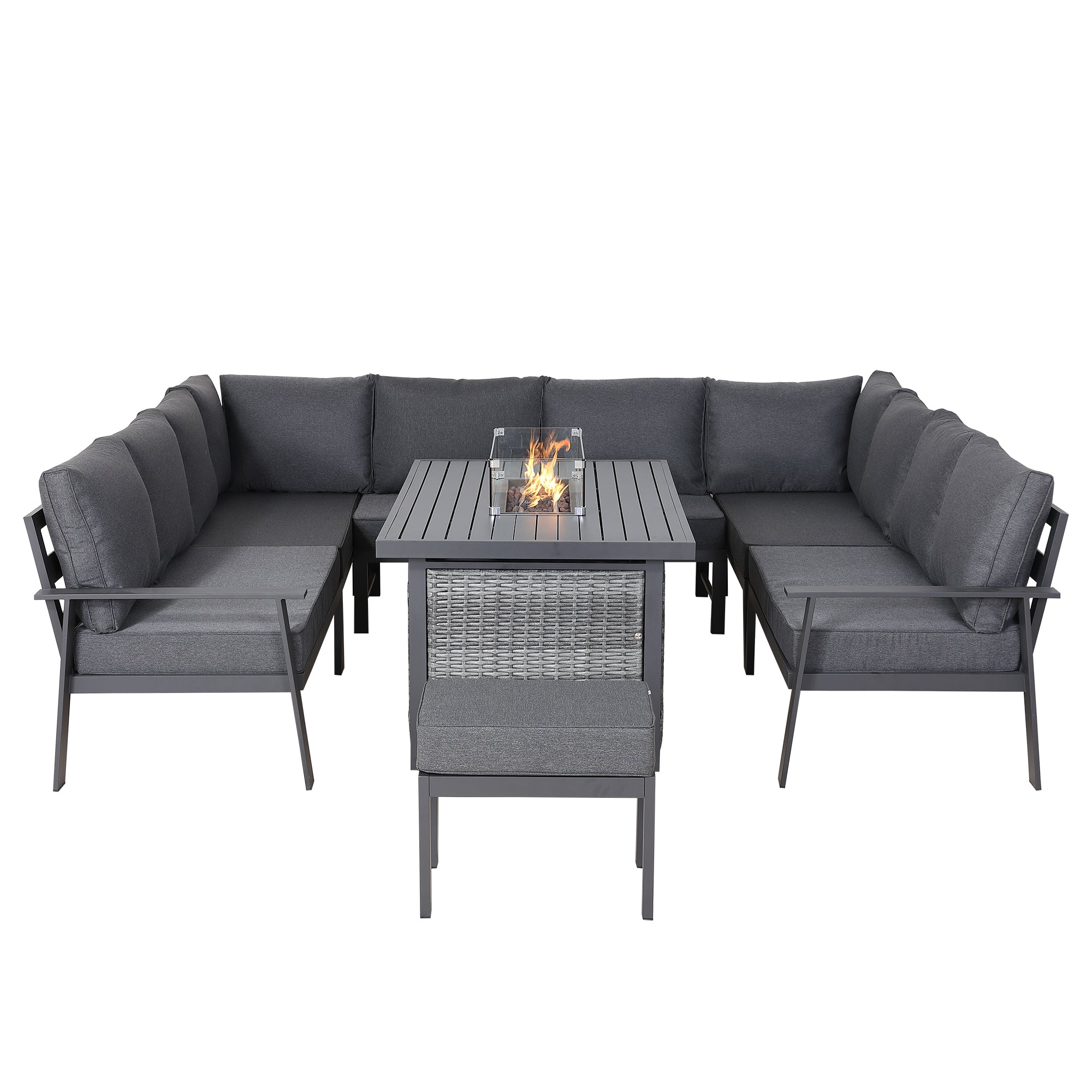 Titan Range U-Shape Corner Sofa Set with Fire Pit Table