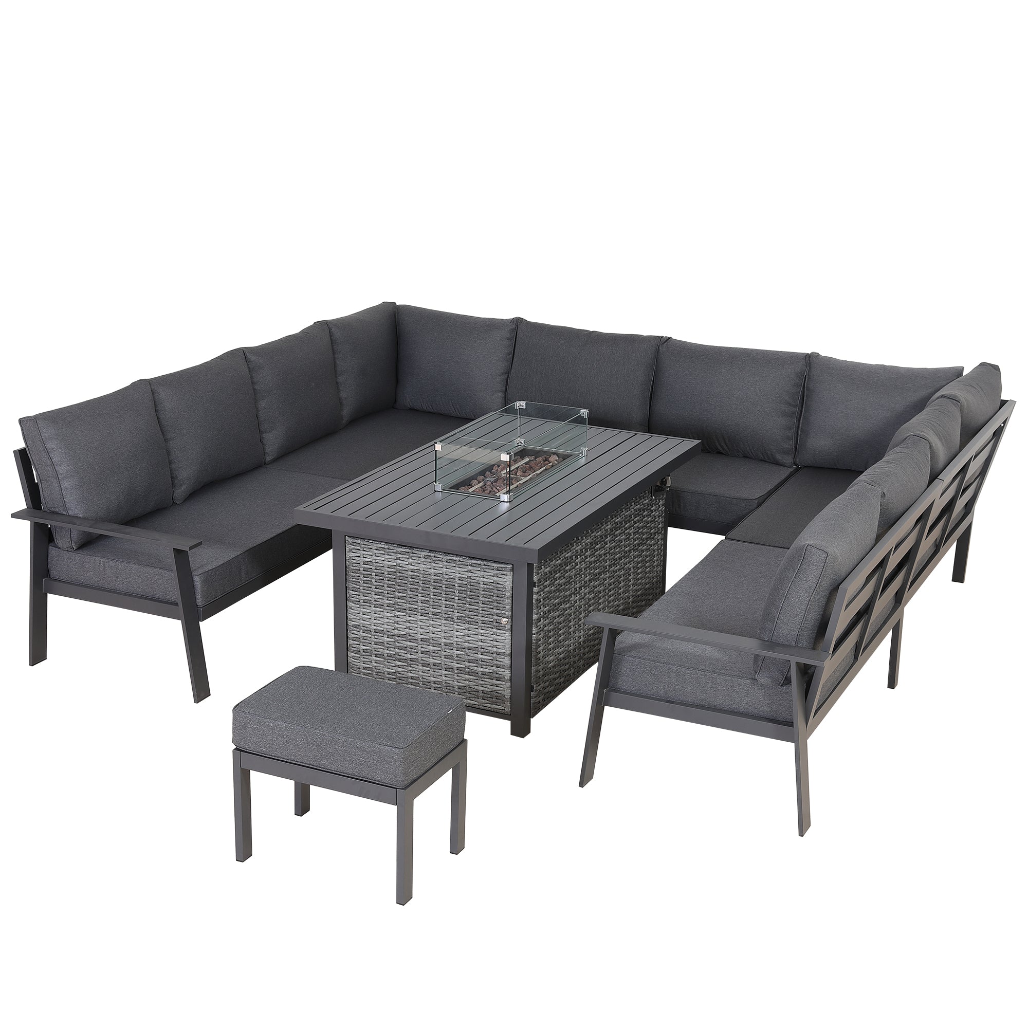 Titan Range U-Shape Corner Sofa Set with Fire Pit Table