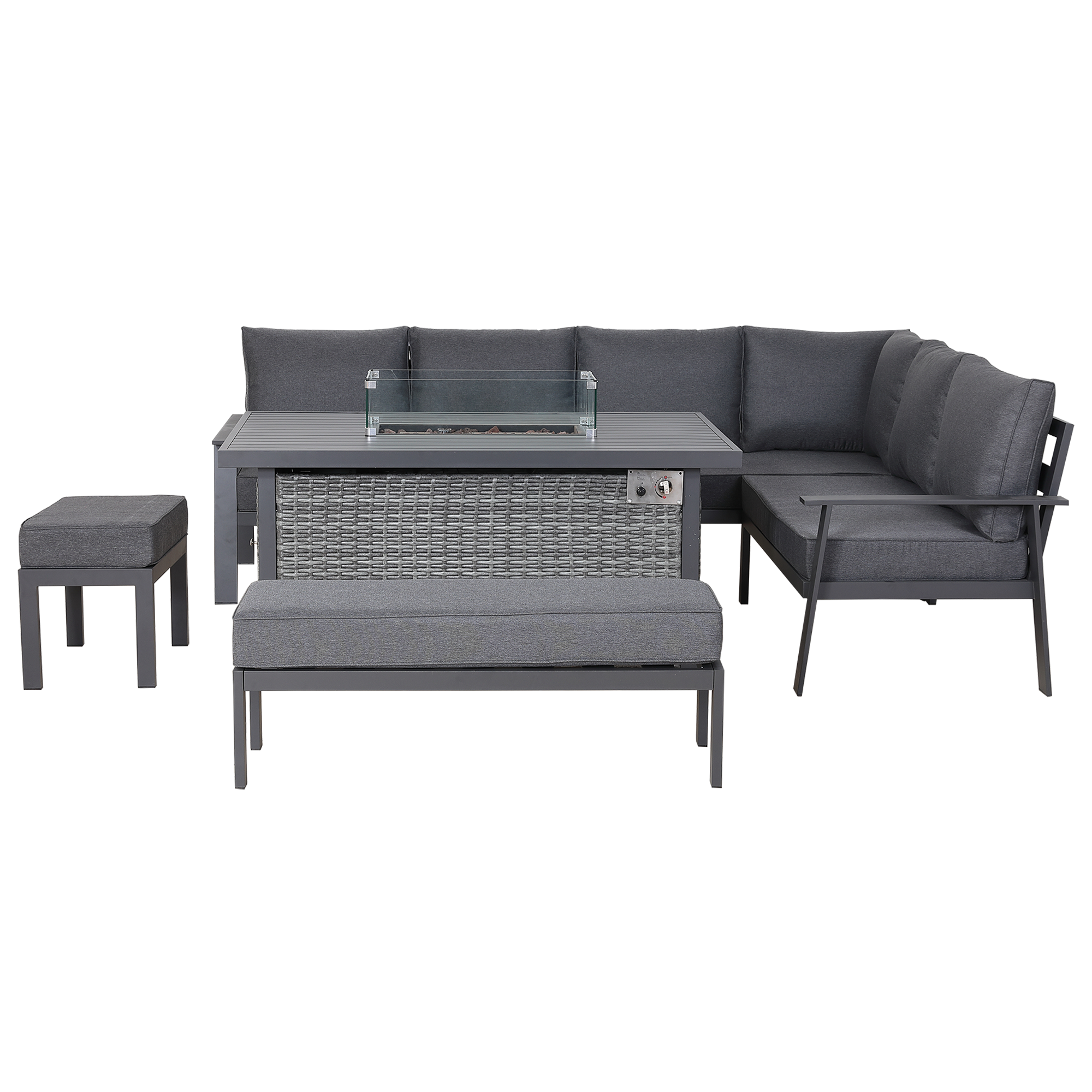 Titan Range High Back Right Hand Corner Sofa Set with Fire Pit Table