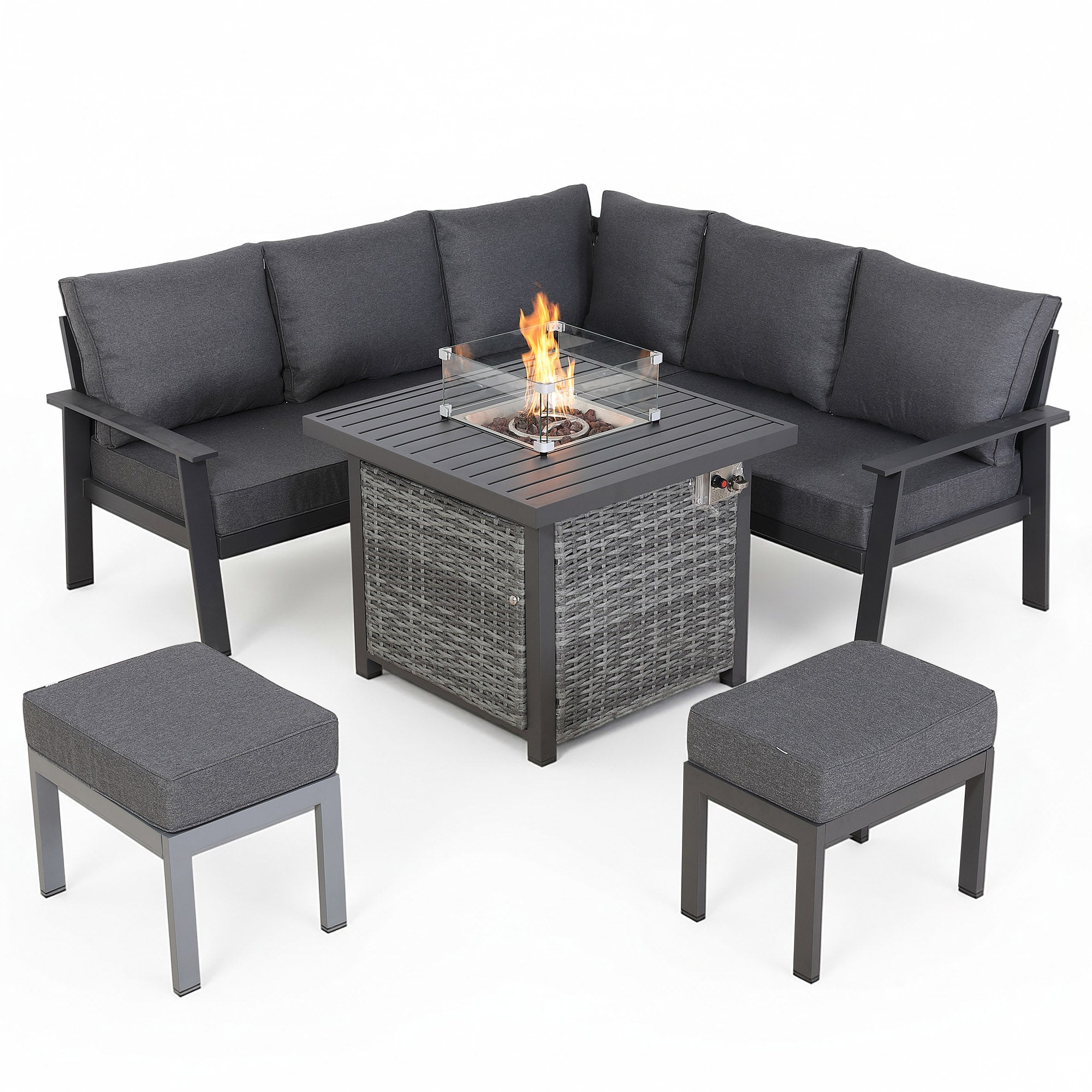 Titan Range Square Corner Sofa Set with Fire Pit Table