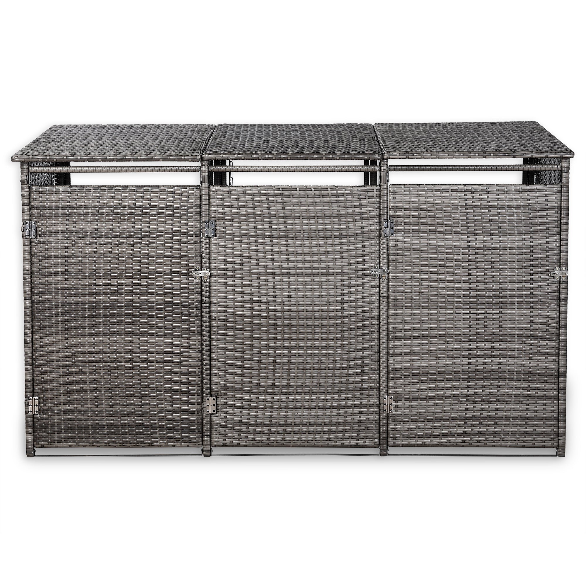 Nest wheelie bins shed / store in Grey Rattan Weave (WBS-3G)