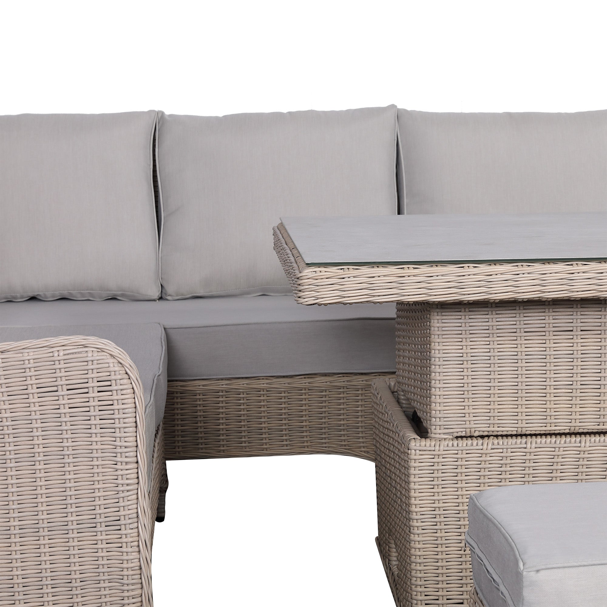 Oxford Range Left Hand Corner Sofa Set with Armchair, Footstools and Rising Table