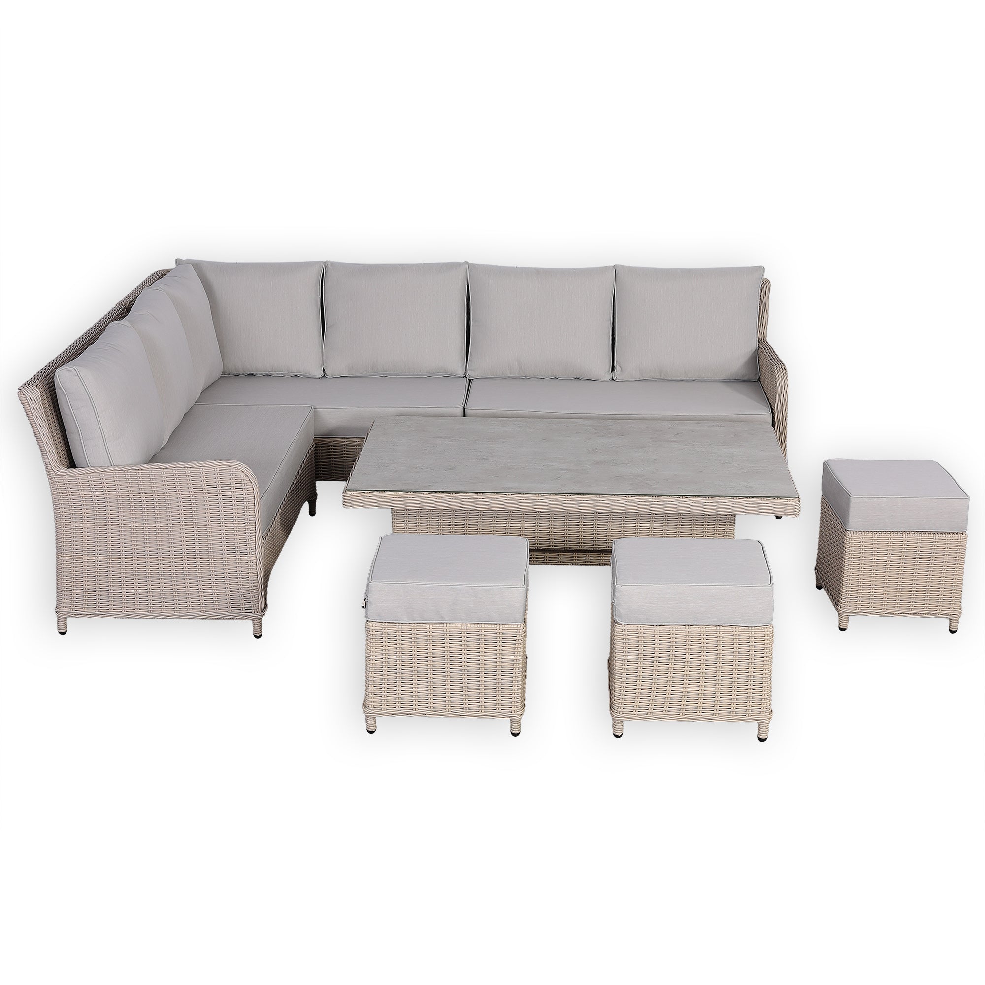 Oxford Range Left Hand Corner Sofa Set with Footstools and Rising Table