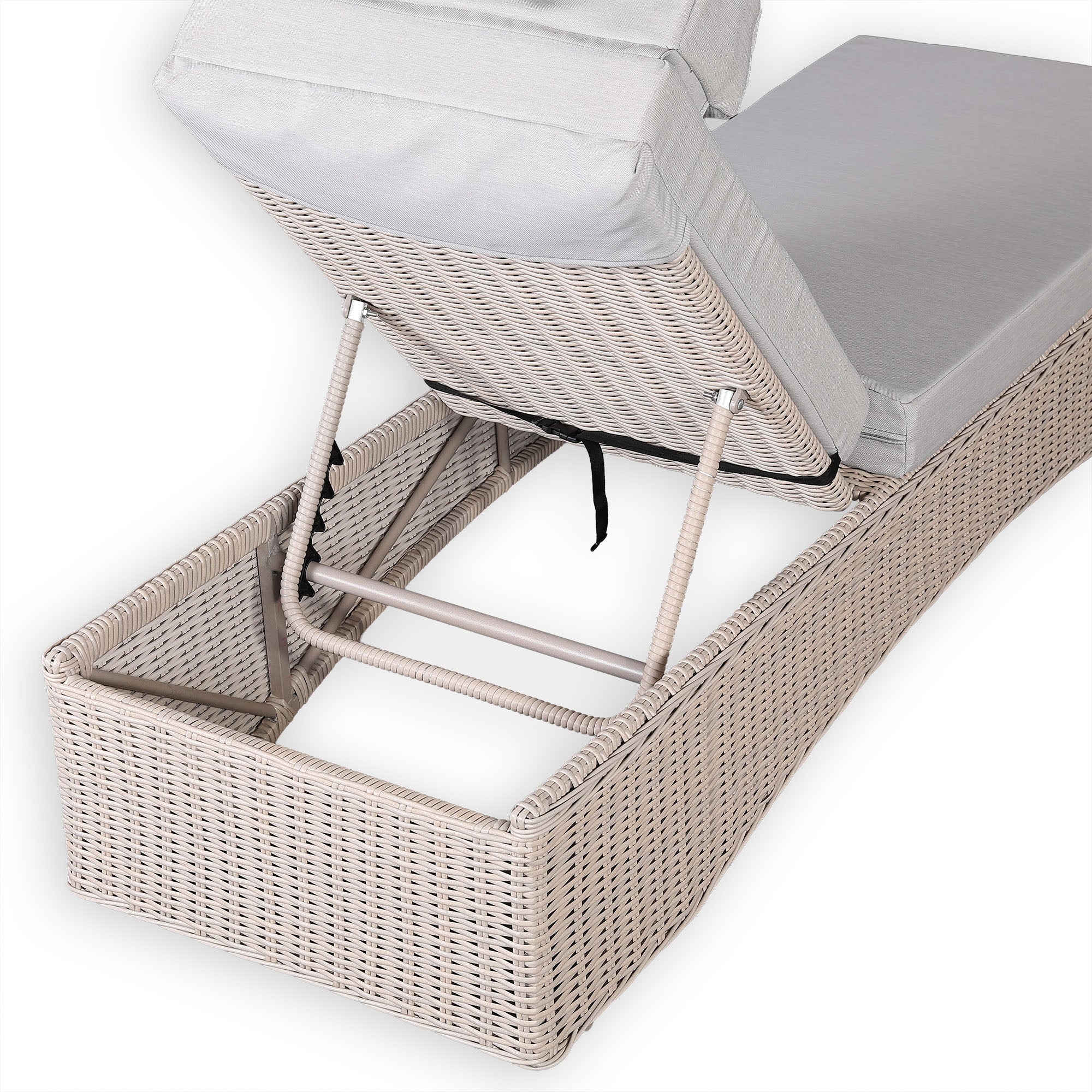 Oxford Range Reclining Sun Lounger Set with Storage Side Table