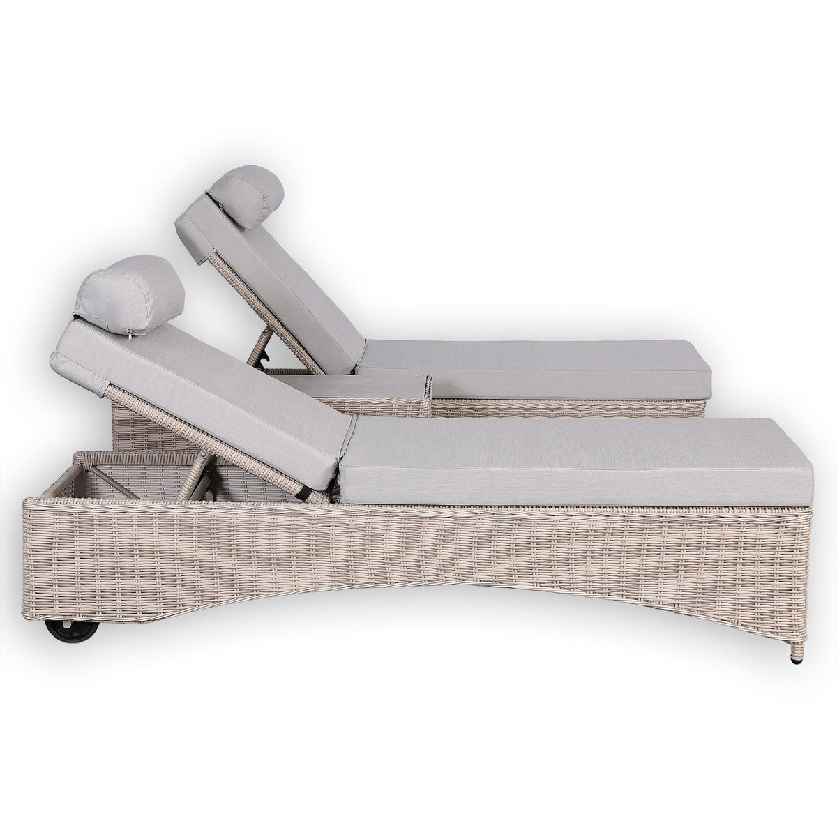 Oxford Range Reclining Sun Lounger Set with Storage Side Table
