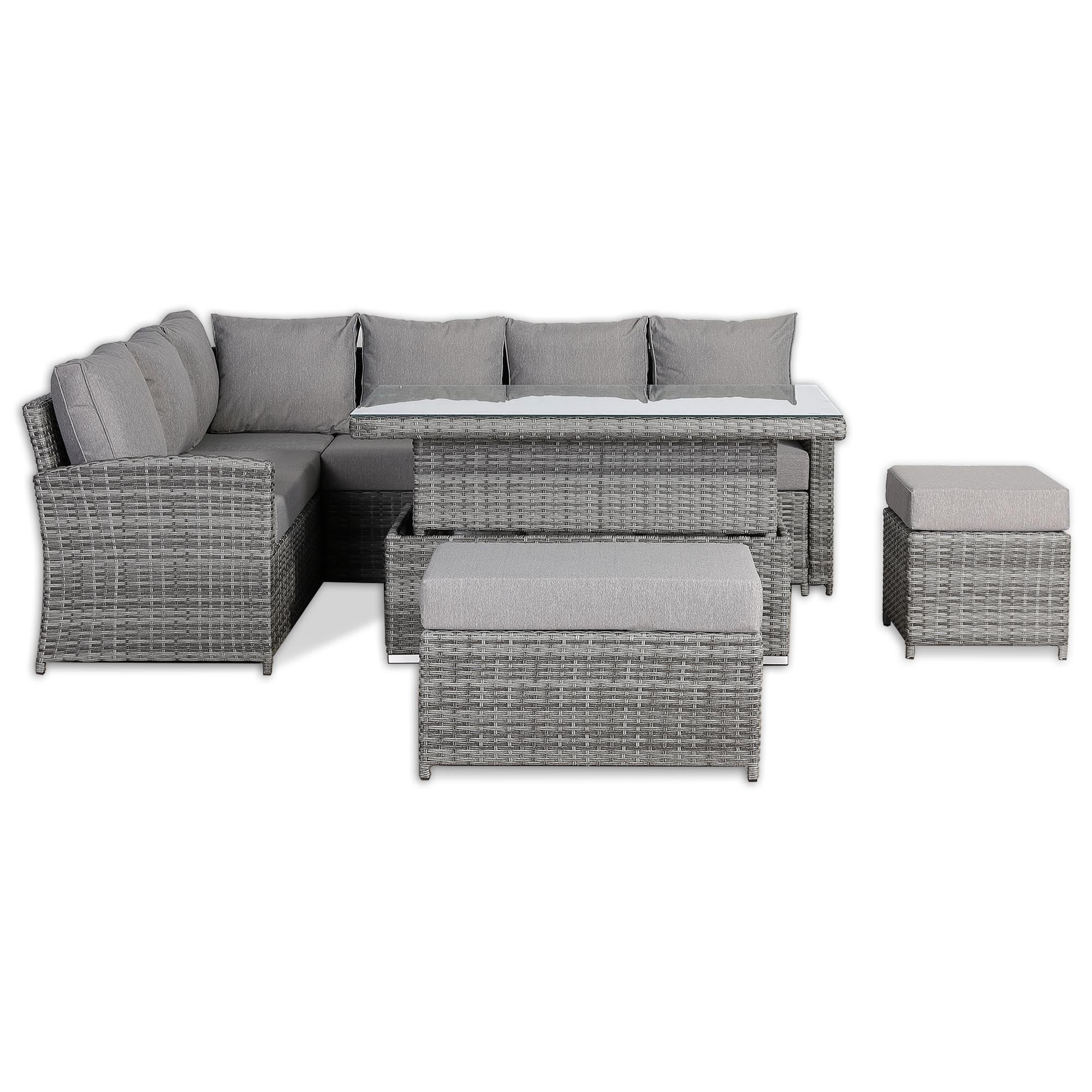 Sloane Range Left Hand Corner Sofa Set with Rising Table in Dark Grey Weave
