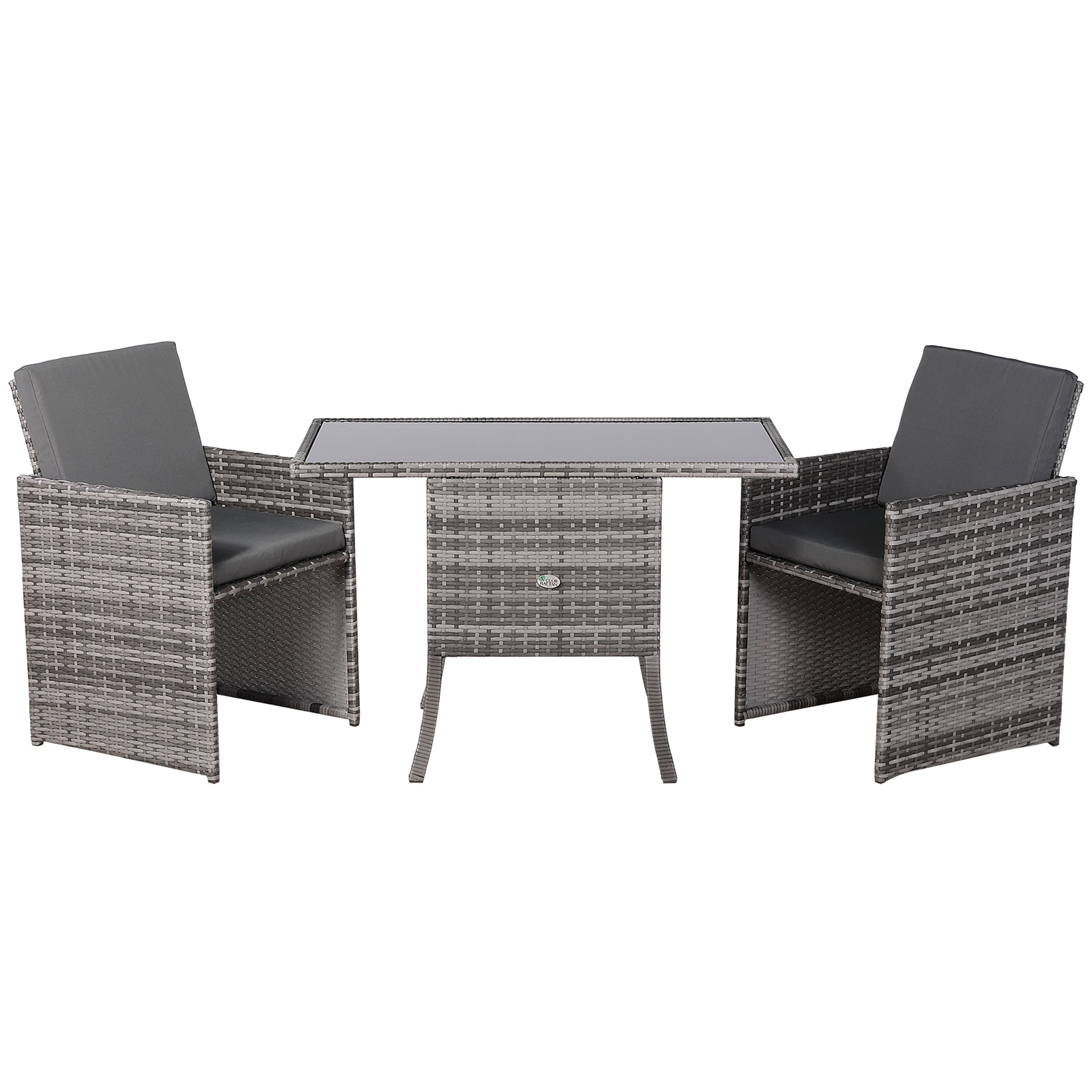 Luxury 3-Piece Cube Garden Bistro Set – Premium Grey Wicker Furniture for Balcony & Patio