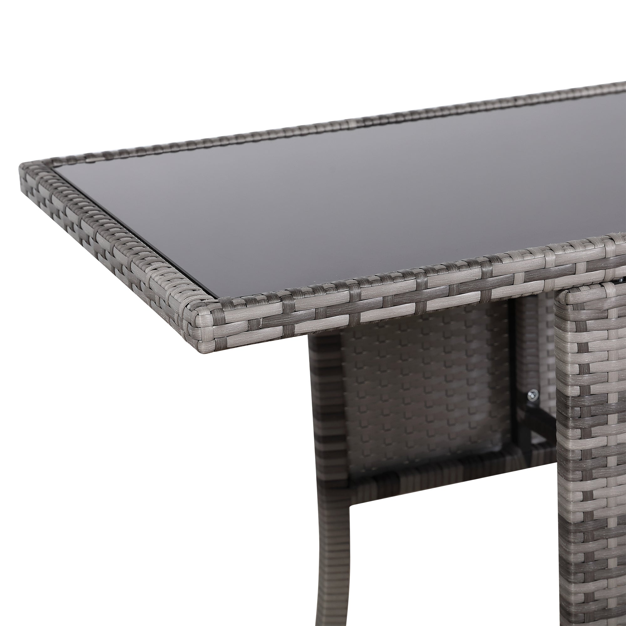 Luxury 3-Piece Cube Garden Bistro Set – Premium Grey Wicker Furniture for Balcony & Patio