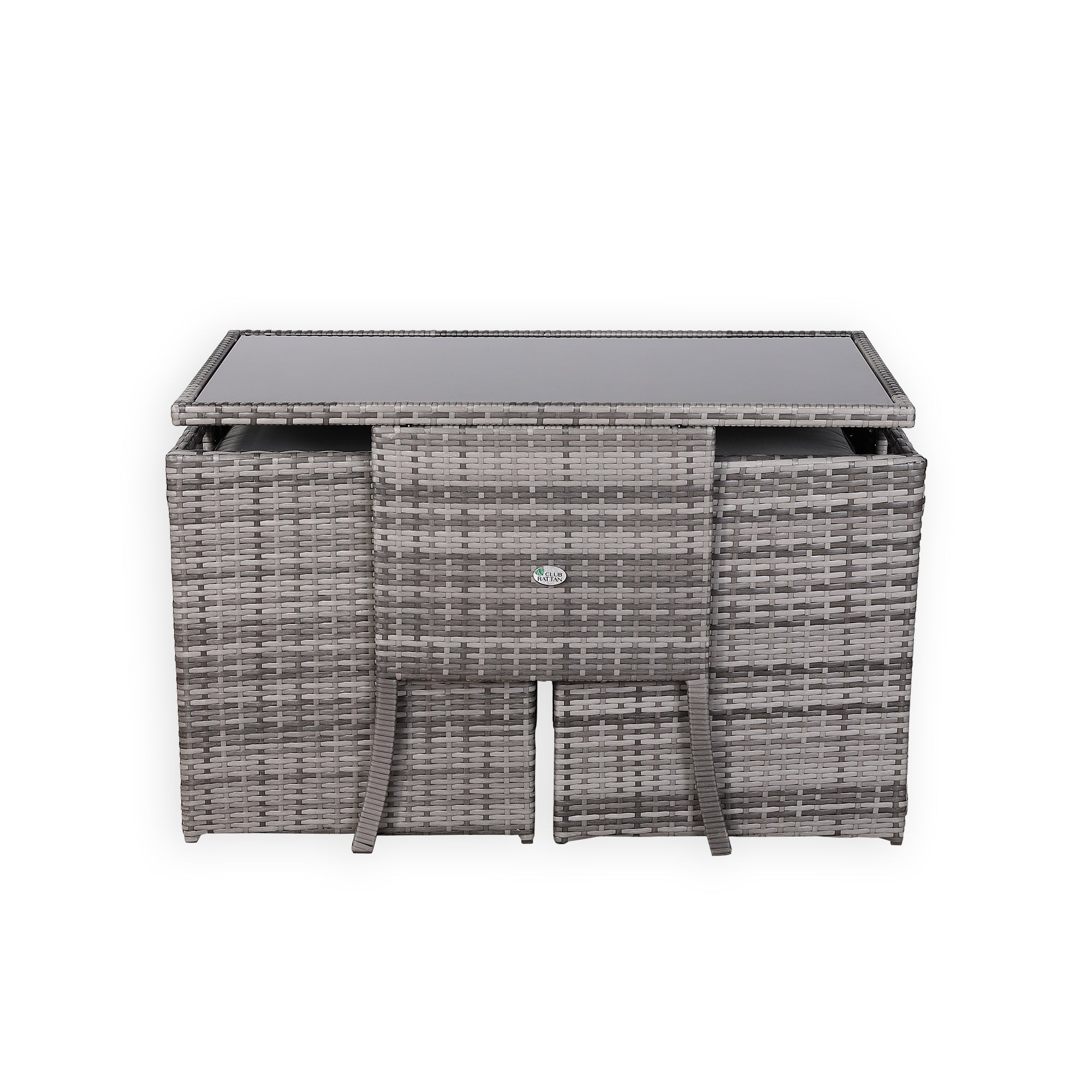 Luxury 3-Piece Cube Garden Bistro Set – Premium Grey Wicker Furniture for Balcony & Patio