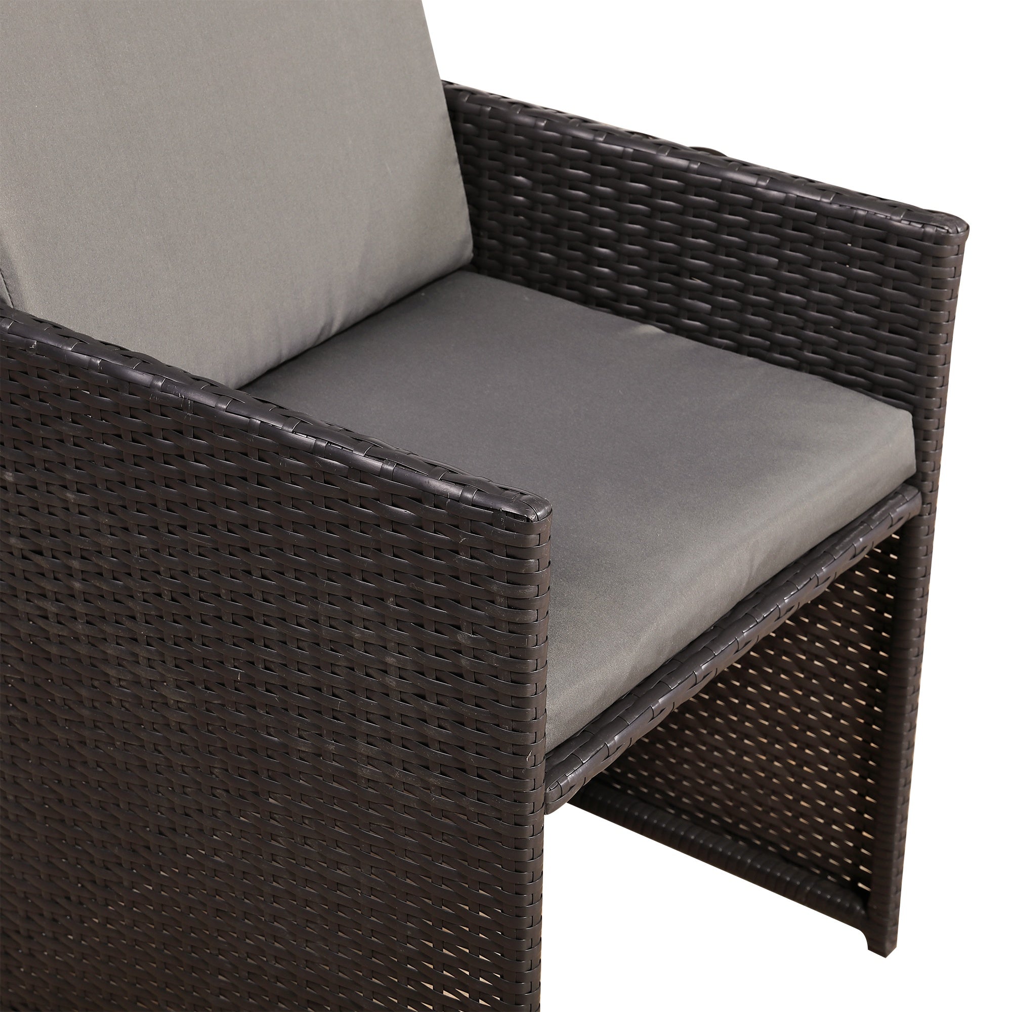 Rattan Republic Luxury 3-Piece Cube Garden Bistro Set – Elegant Blackish Brown Wicker Furniture for Balcony & Patio