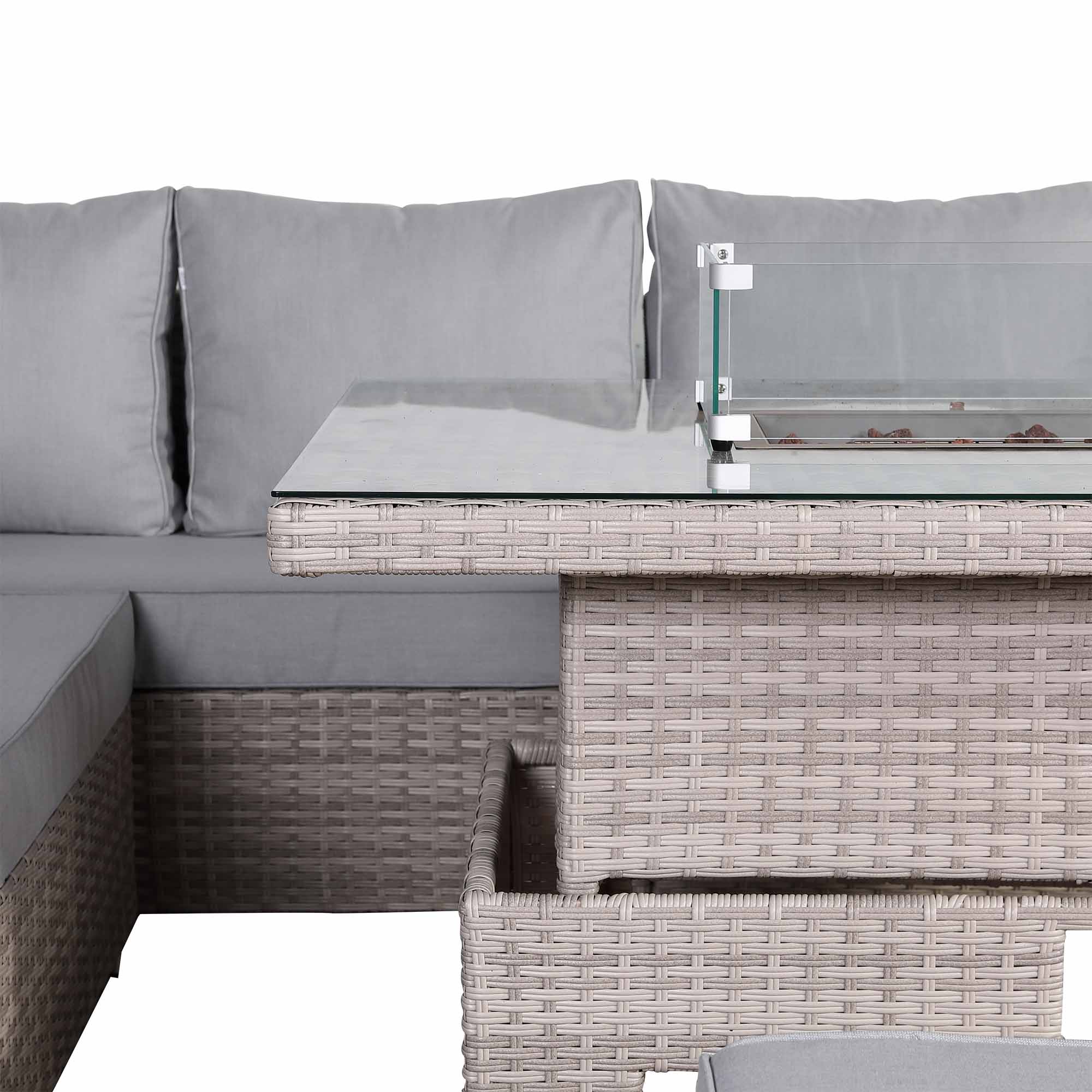 Aurora Range High Back Right Hand Corner Sofa Set with Fire Pit Rising Table